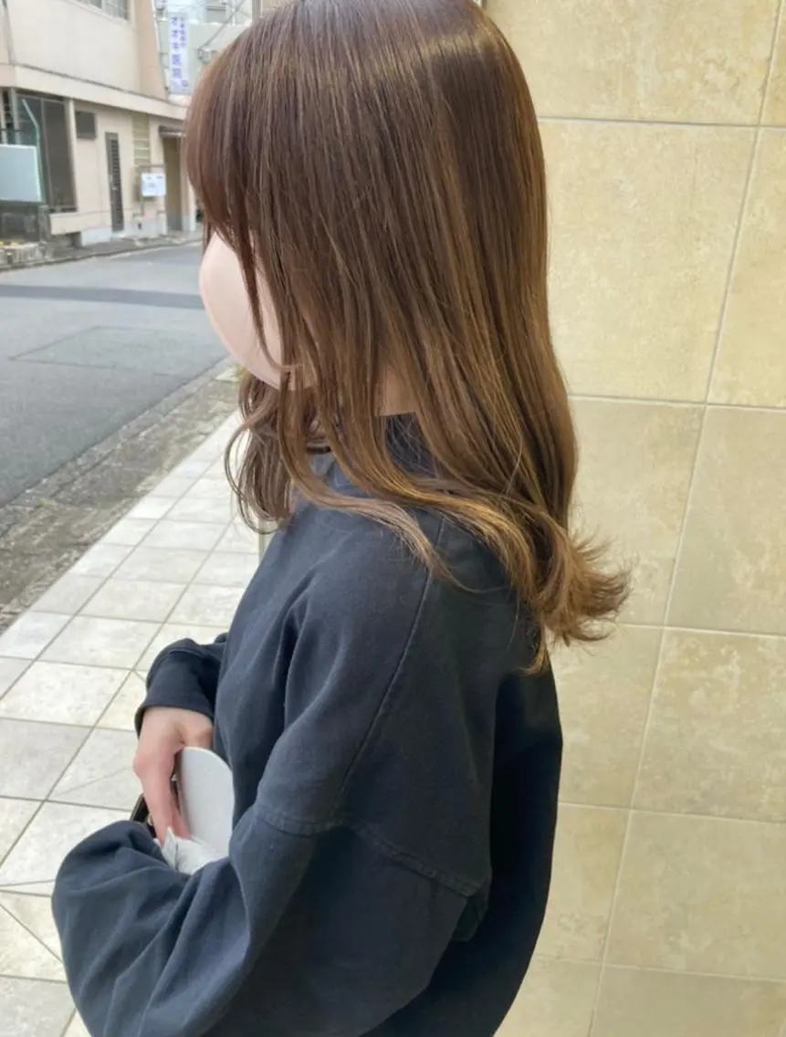 セミロング カラー ブリーチ ハイライトカラー ハイライト 田中 あかねのヘアスタイル