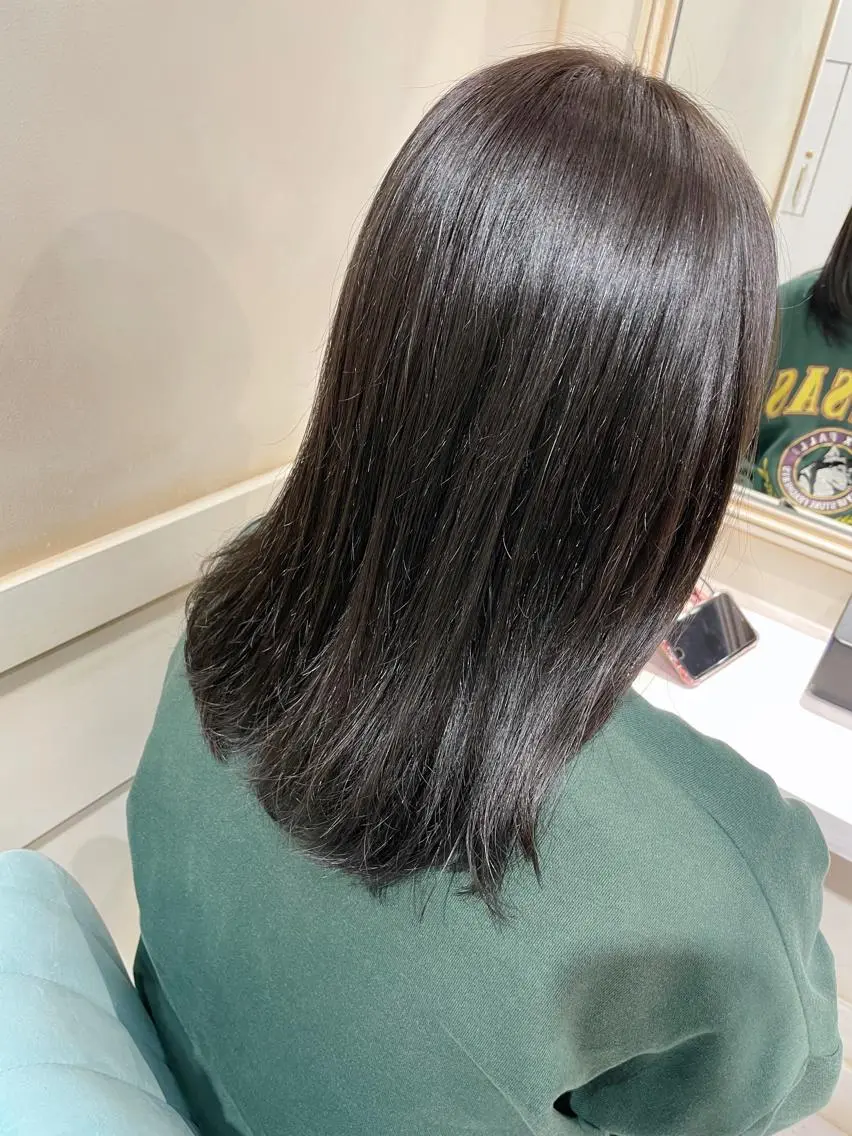 セミロング カラー グレージュ オリーブグレージュ オリーブグレー 🌷ピンク/韓国風 暖色カラー ゆい🌷のヘアスタイル
