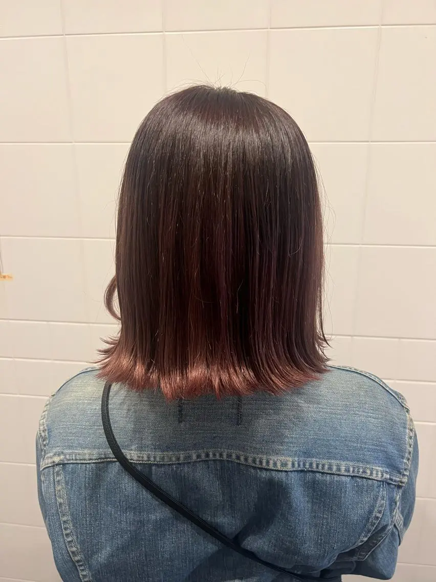 ミディアム カラー ヘアアレンジ ブラウンカラー ピンクカラー ピンクブラウン honen RUKAのヘアスタイル