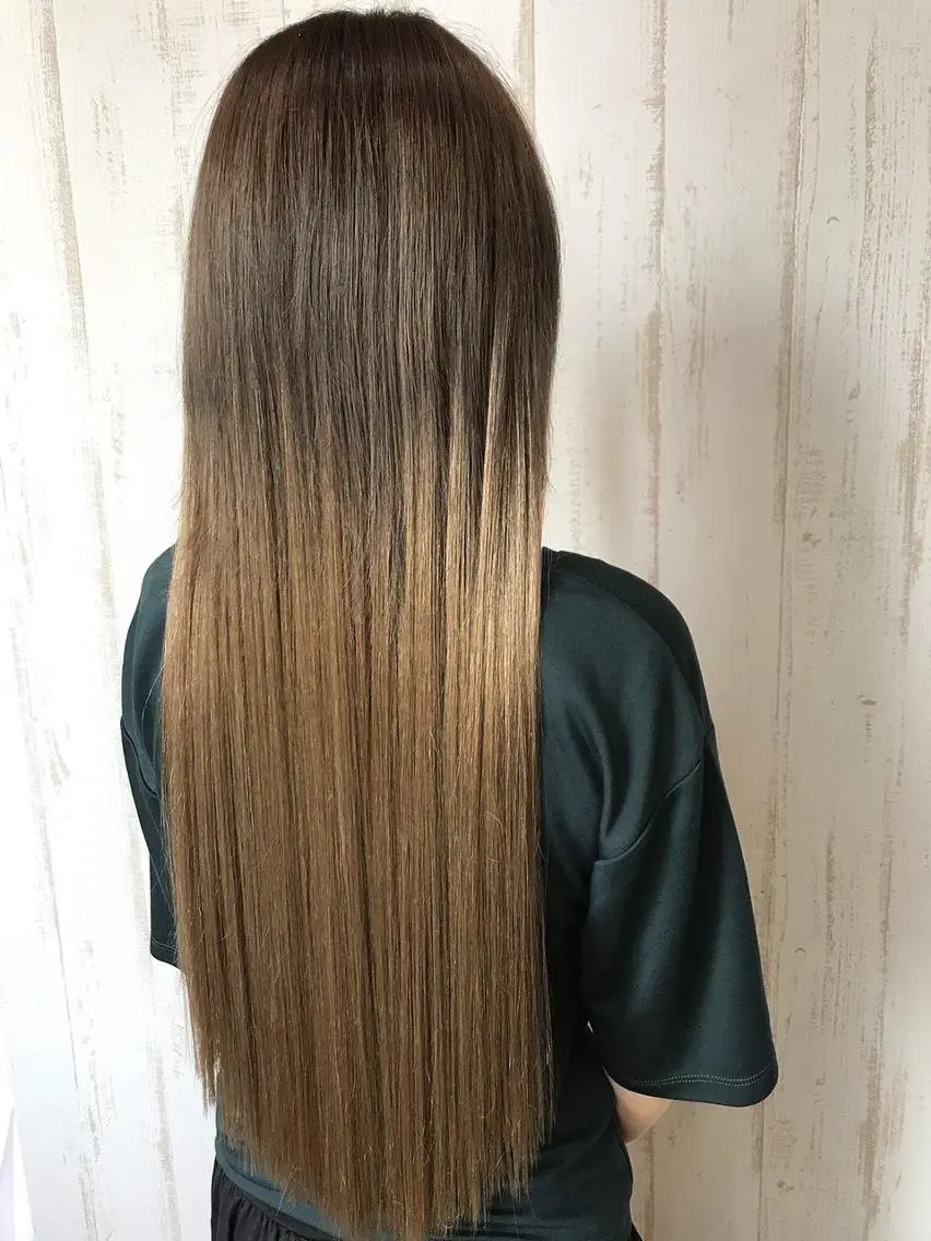 セミロング カラー パーマ ヘアアレンジ チビ編み込みエクステ シールEXどぅ〜すのヘアスタイル