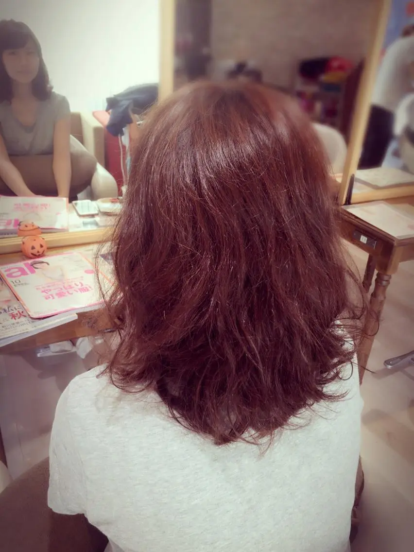 ミディアム カラー パーマ ミディアムパーマ 幸山 雄樹のヘアスタイル