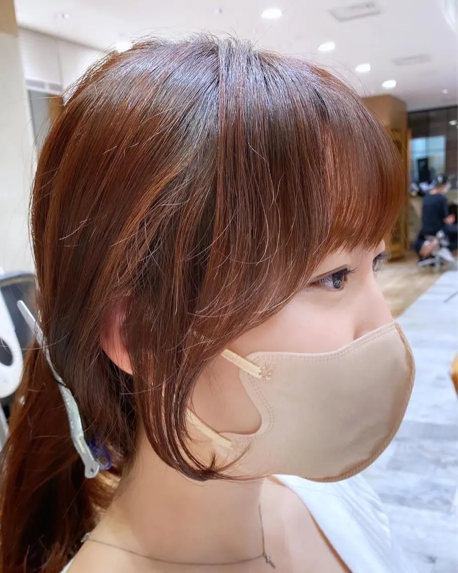 ミディアム カラー カット ヘアカラー トリートメント 顔まわりカット🌟 くびれヘア/寺門遥輝のヘアスタイル
