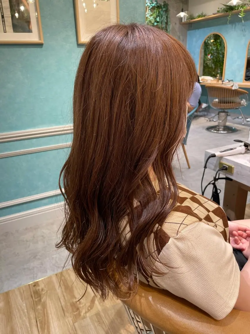 セミロング カラー 縮毛矯正 髪質改善 韓国風レイヤー 吉田のヘアスタイル