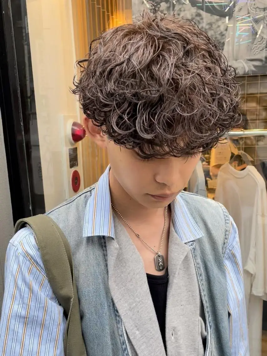 ショート パーマ メンズ メンズパーマ 波巻きパーマ SENTA✨メンズ パーマ✨fifth栄のヘアスタイル