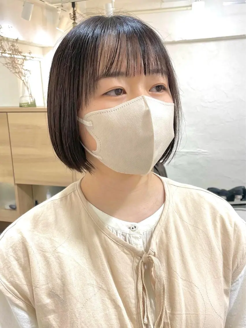 ショート 切りっぱなしボブ ボブ ハイライト ウルフカット カット 髪質改善 縮毛矯正/ レイヤー/銀座/本木のヘアスタイル