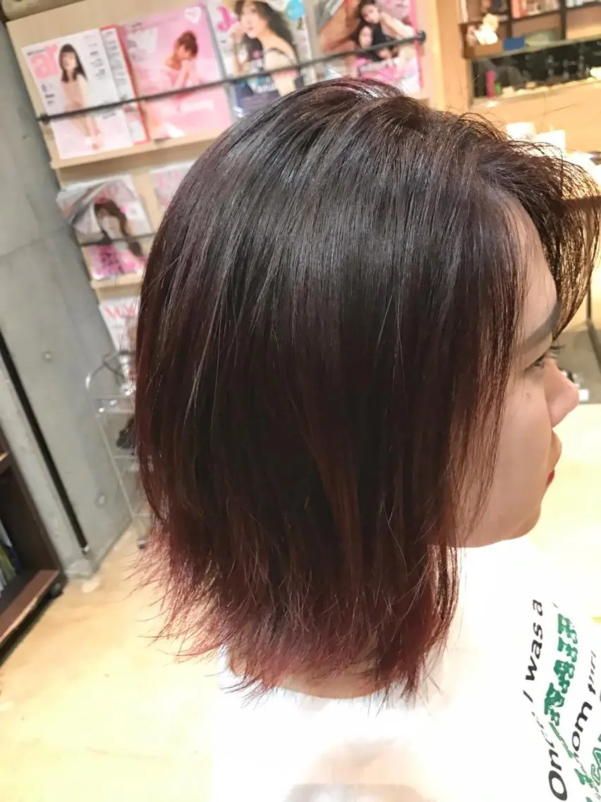 ミディアム カラー グラデーションカラー レッドカラー バイオレットカラー 髪質改善🌟 TAKERUのヘアスタイル