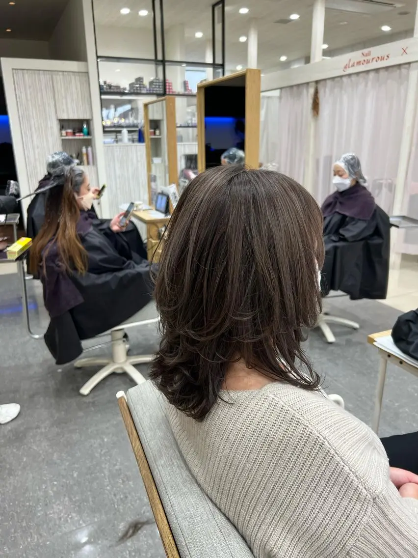 セミロング カラー ヘアカラー 太白区/白髪ぼかし ハイライト/千葉達人のヘアスタイル