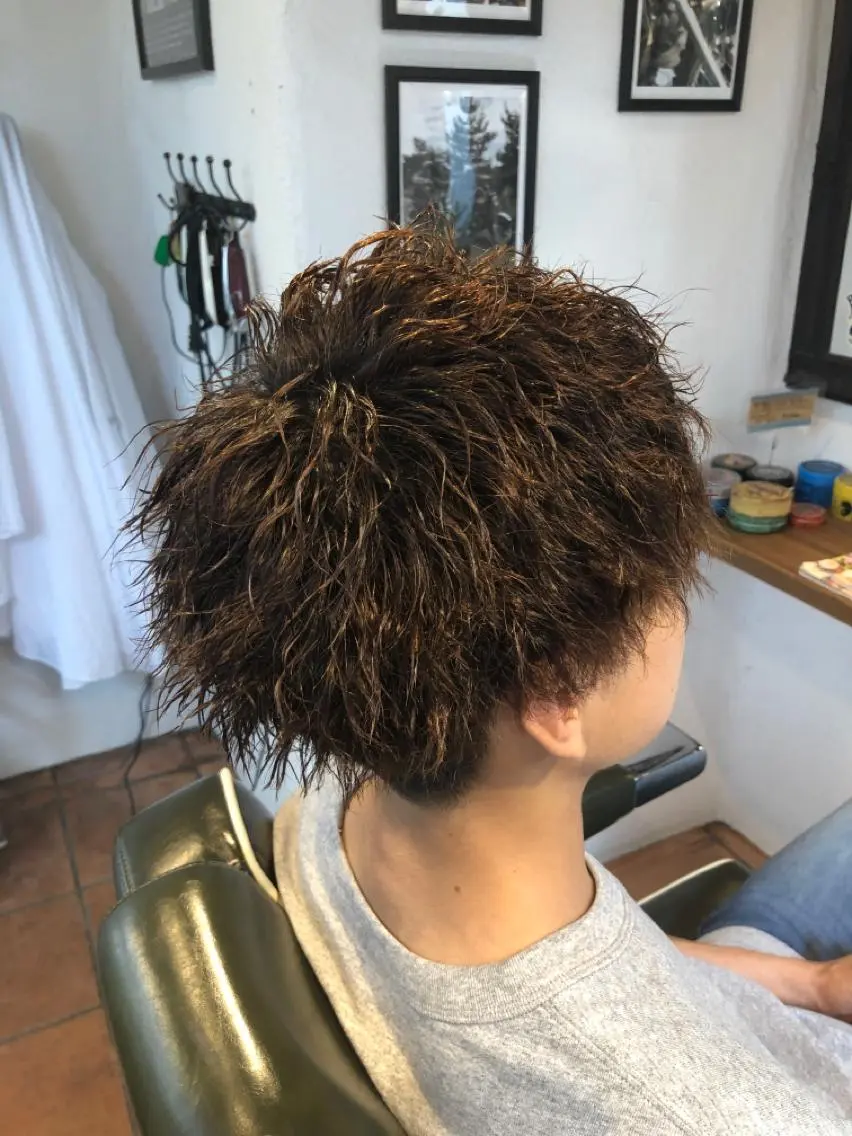 ショート パーマ メンズ メンズパーマ メンズツイストパーマ ツイストパーマ カット パーマ 冨士川 英樹のヘアスタイル
