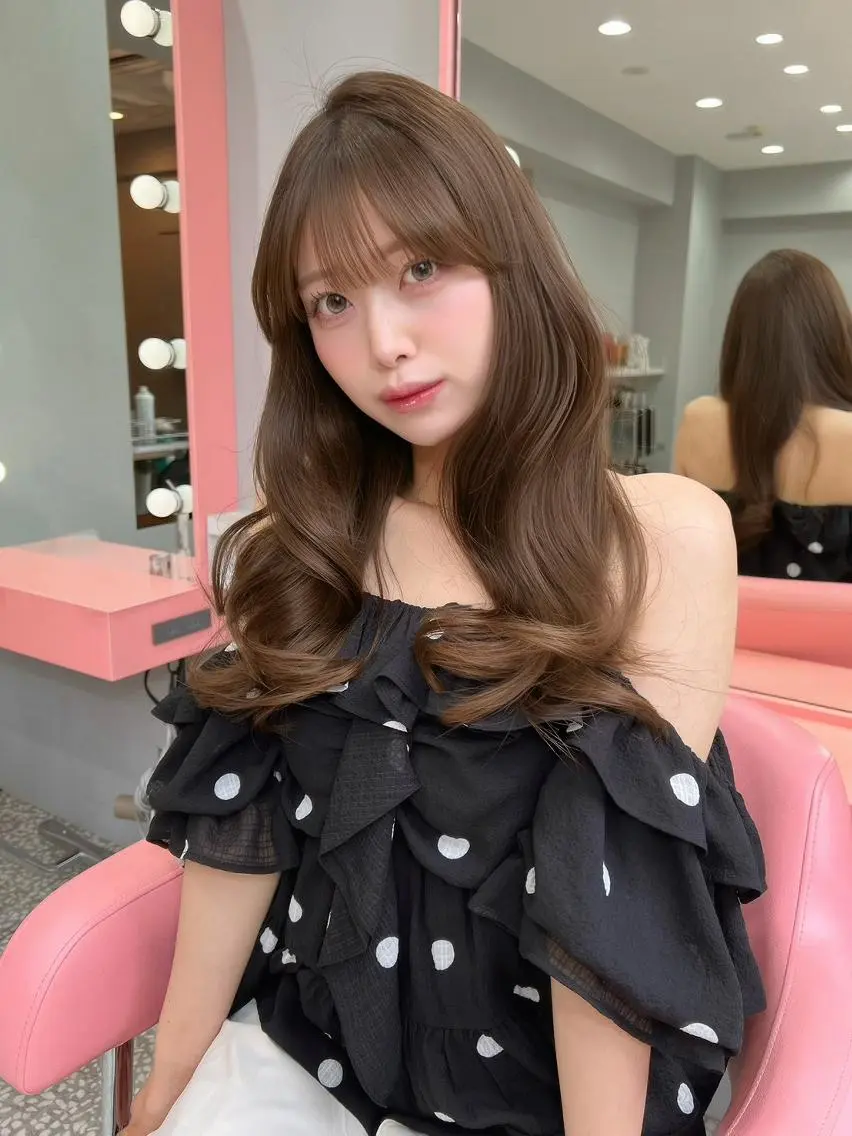 カラー ロング ベージュカラー ブリーチ 透明感カラー ブリーチなしカラー オリーブカラー カット ヘアカラー トリートメント ヘアセット 渋谷美容室/韓国ヘア /misakiのヘアスタイル