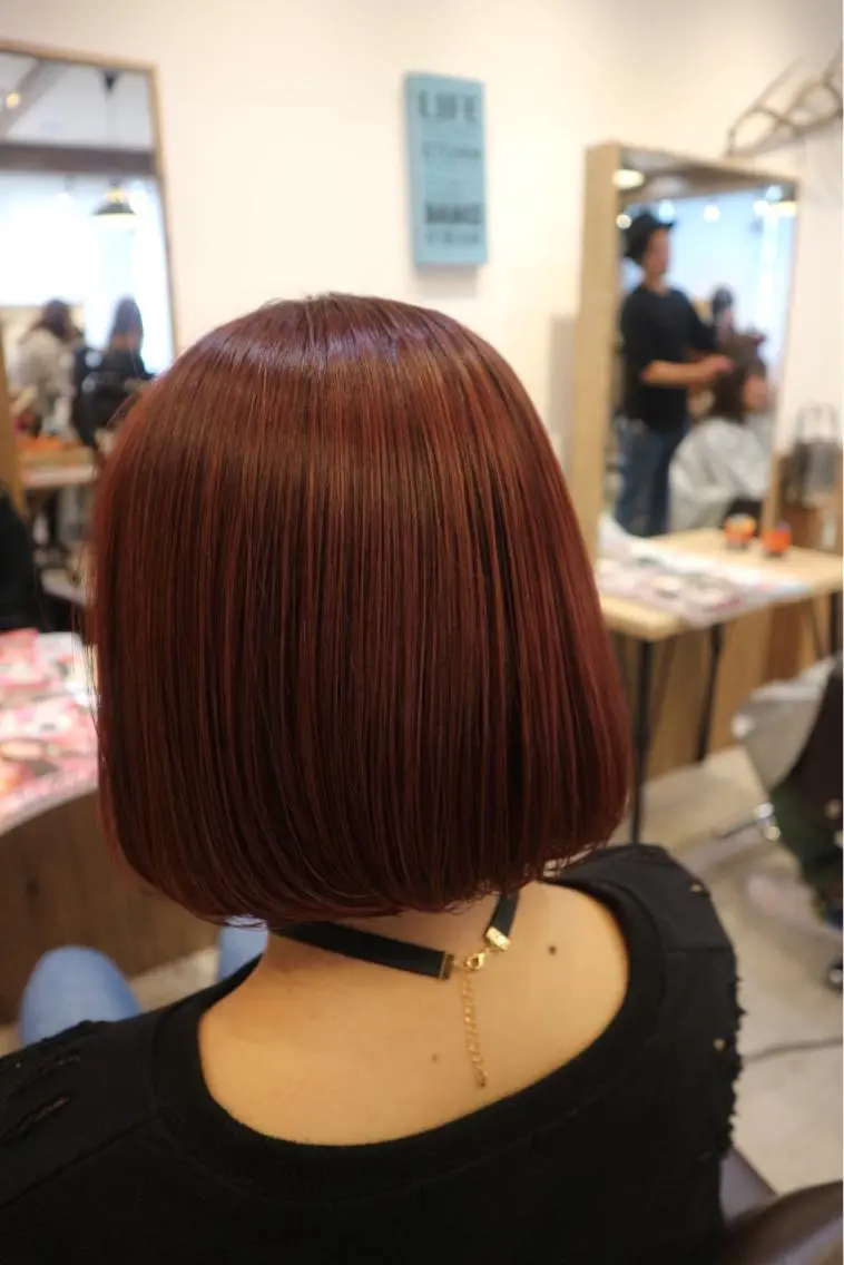 カラー ピンクカラー ボブ 土屋 ゆうこのヘアスタイル