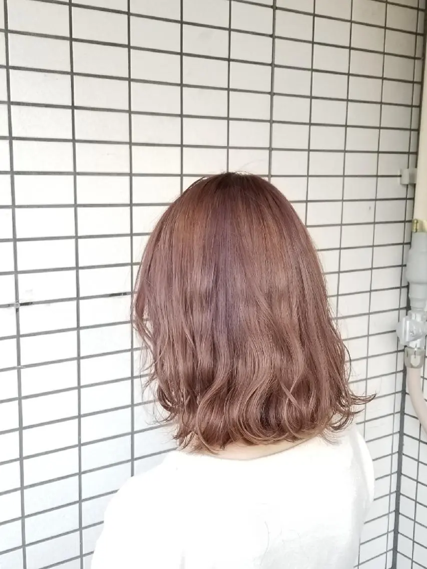 ミディアム カラー ベージュカラー オレンジ オレンジベージュ カット 🌿赤み消し/ 艶カラー落合 優🌿のヘアスタイル