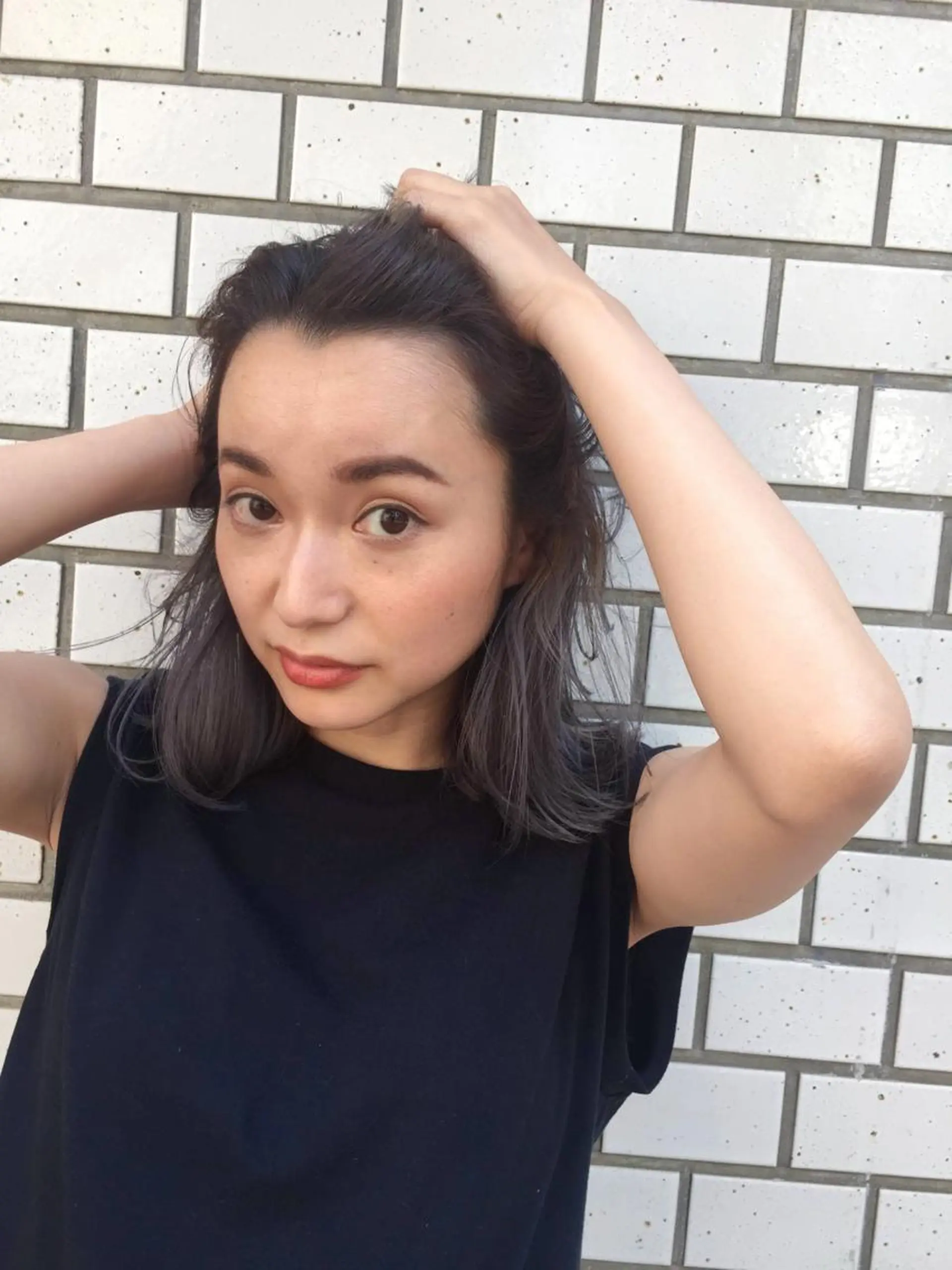 ショート カラー ヘアアレンジ アッシュ ダブルカラー パープルカラー ナカジマ ボブ/レイヤーのヘアスタイル