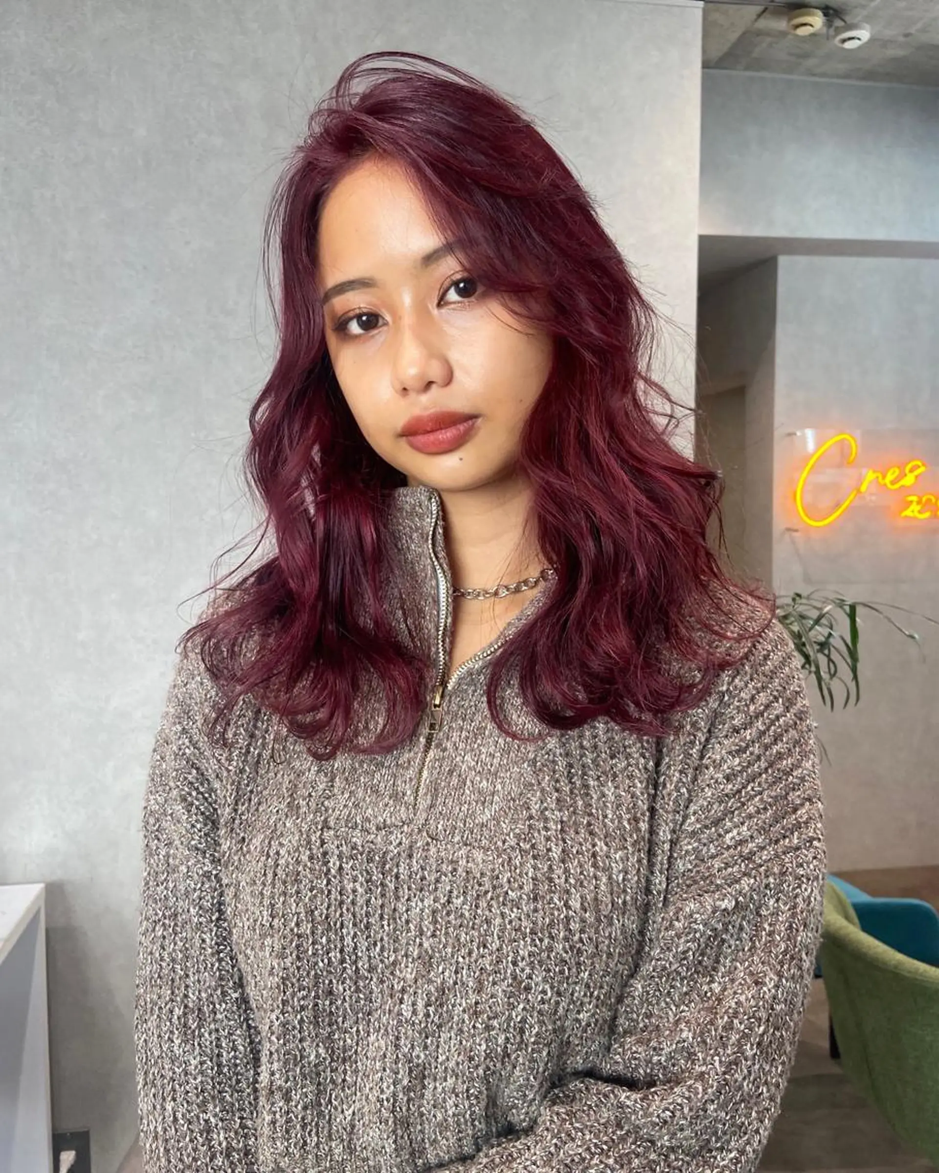 ロング カラー レッドカラー ヘアセット🎀パーマ Tsubasaのヘアスタイル