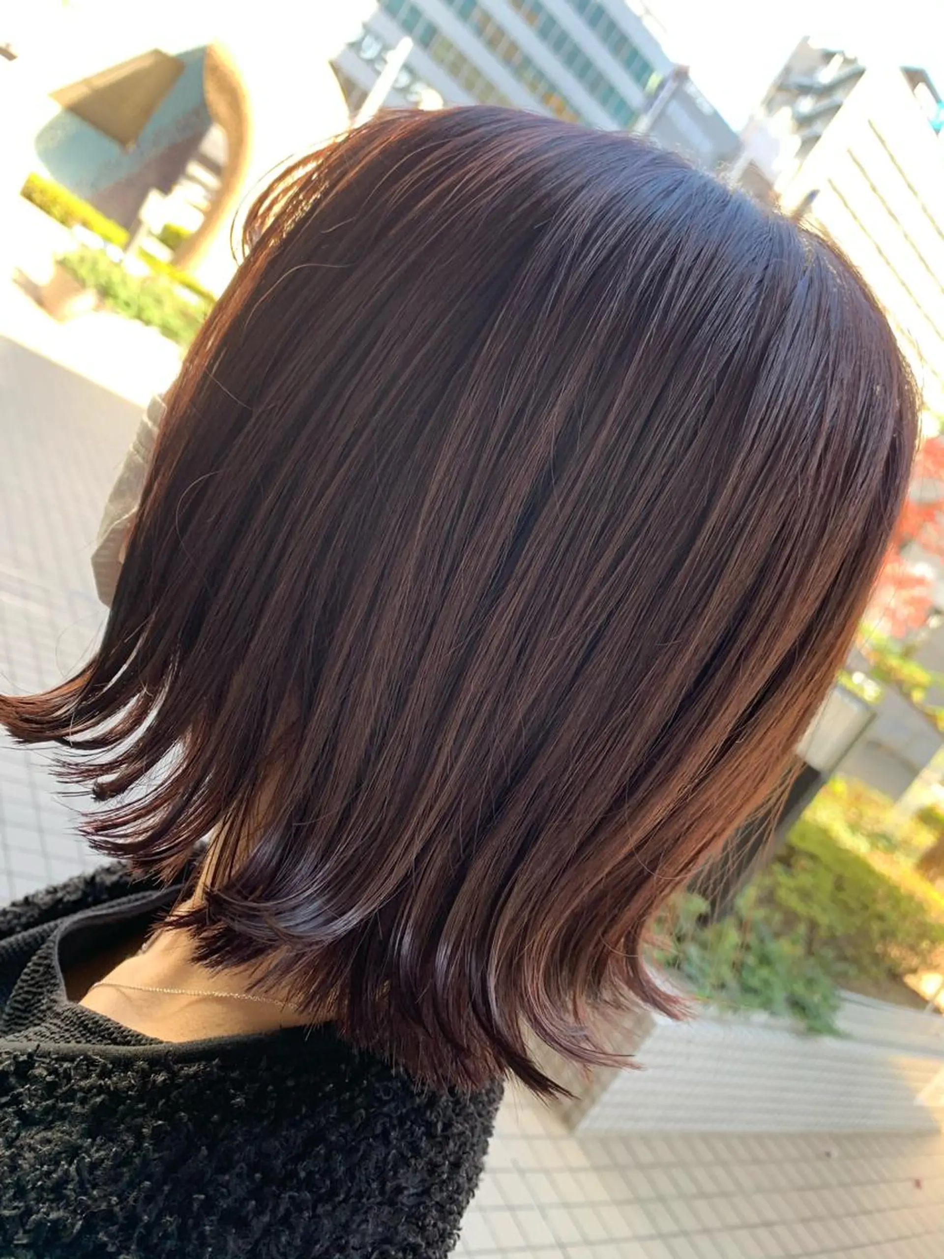 ミディアム カラー ブラウンカラー バイオレットカラー バイオレットブラウン カット ヘアカラー トリートメント Zina天王寺 CHIAKIのヘアスタイル