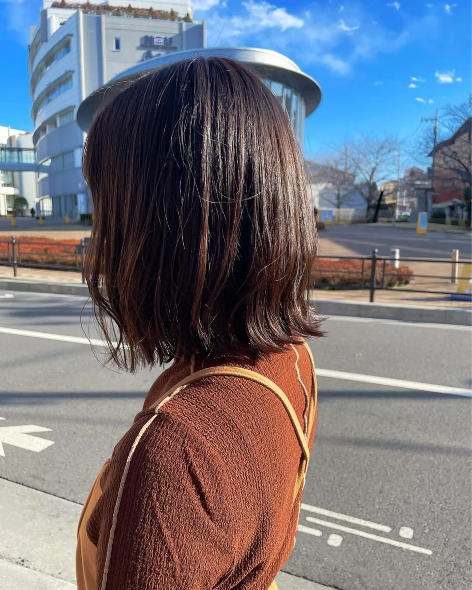 ミディアム 切りっぱなしボブ ショートボブ ミディアムパーマ アッシュ アッシュグレー 竹内 宏法のヘアスタイル