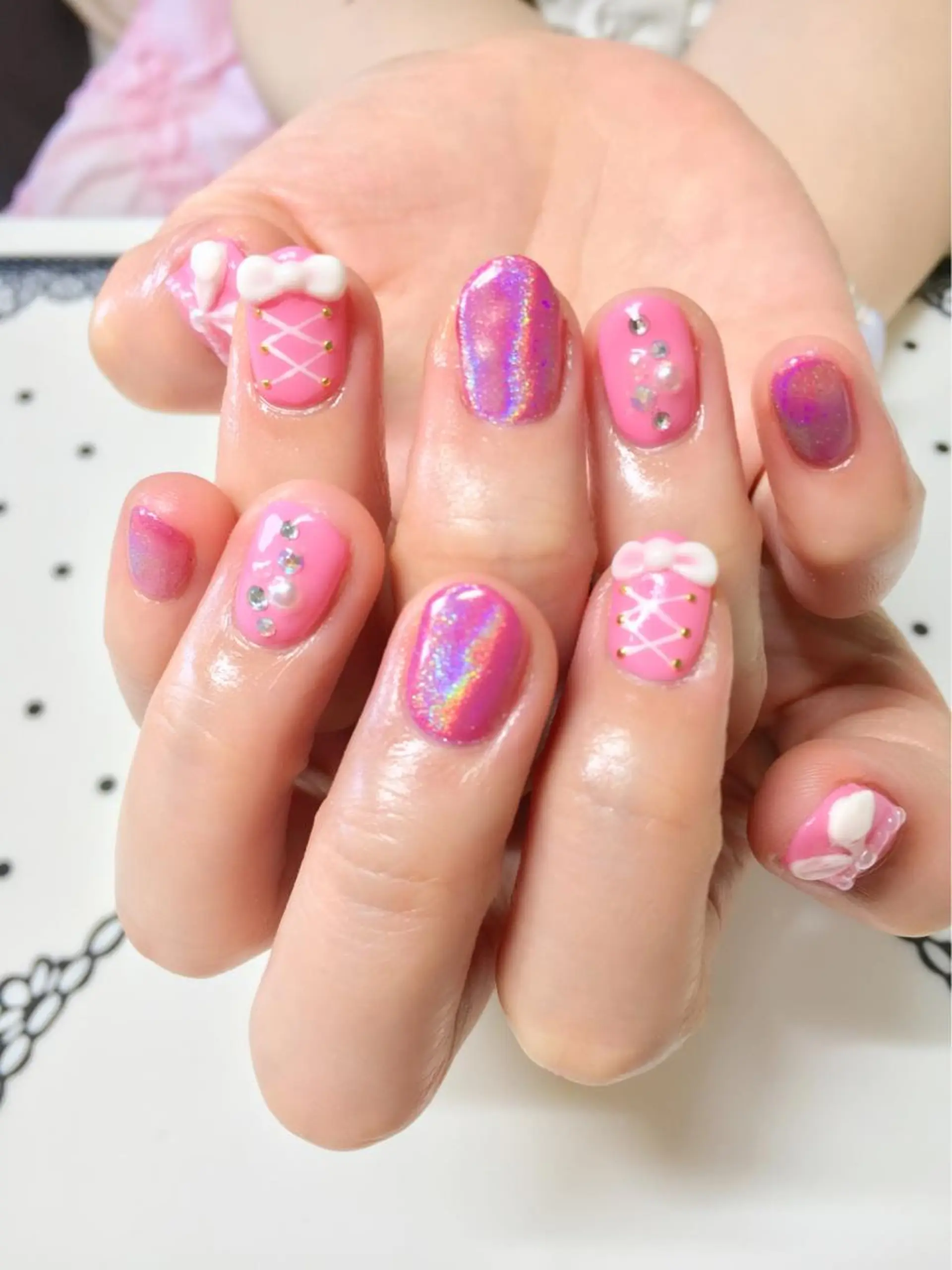 ネイル フットネイル ジェルネイル ミラーネイル パラジェル 春ネイル clover nailのネイルデザイン