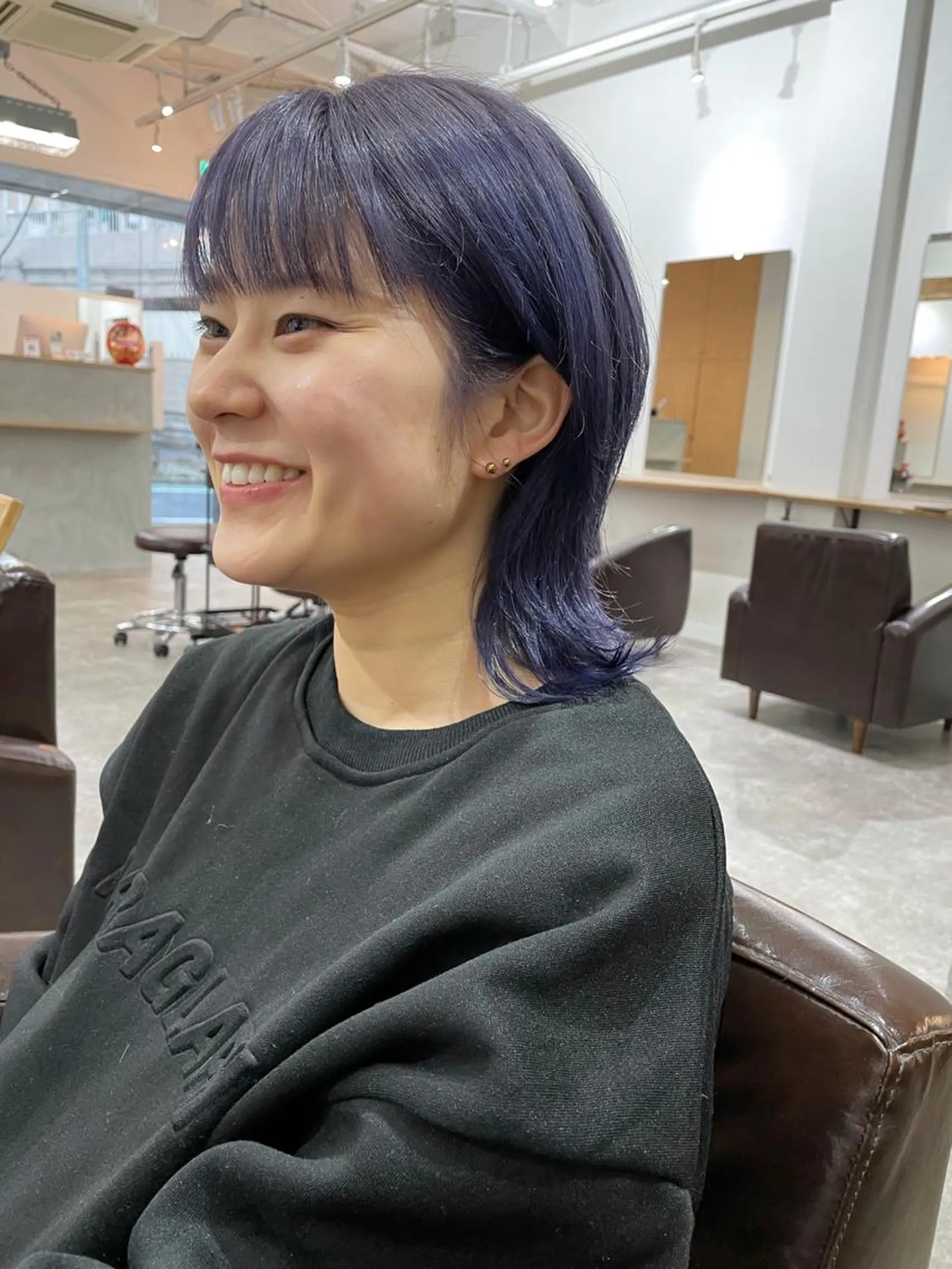 ミディアム カラー ハイトーンカラー パープルカラー バイオレットカラー カット ヘアカラー トリートメント パーマ/透明感カラー /ボブ/吉田一生のヘアスタイル