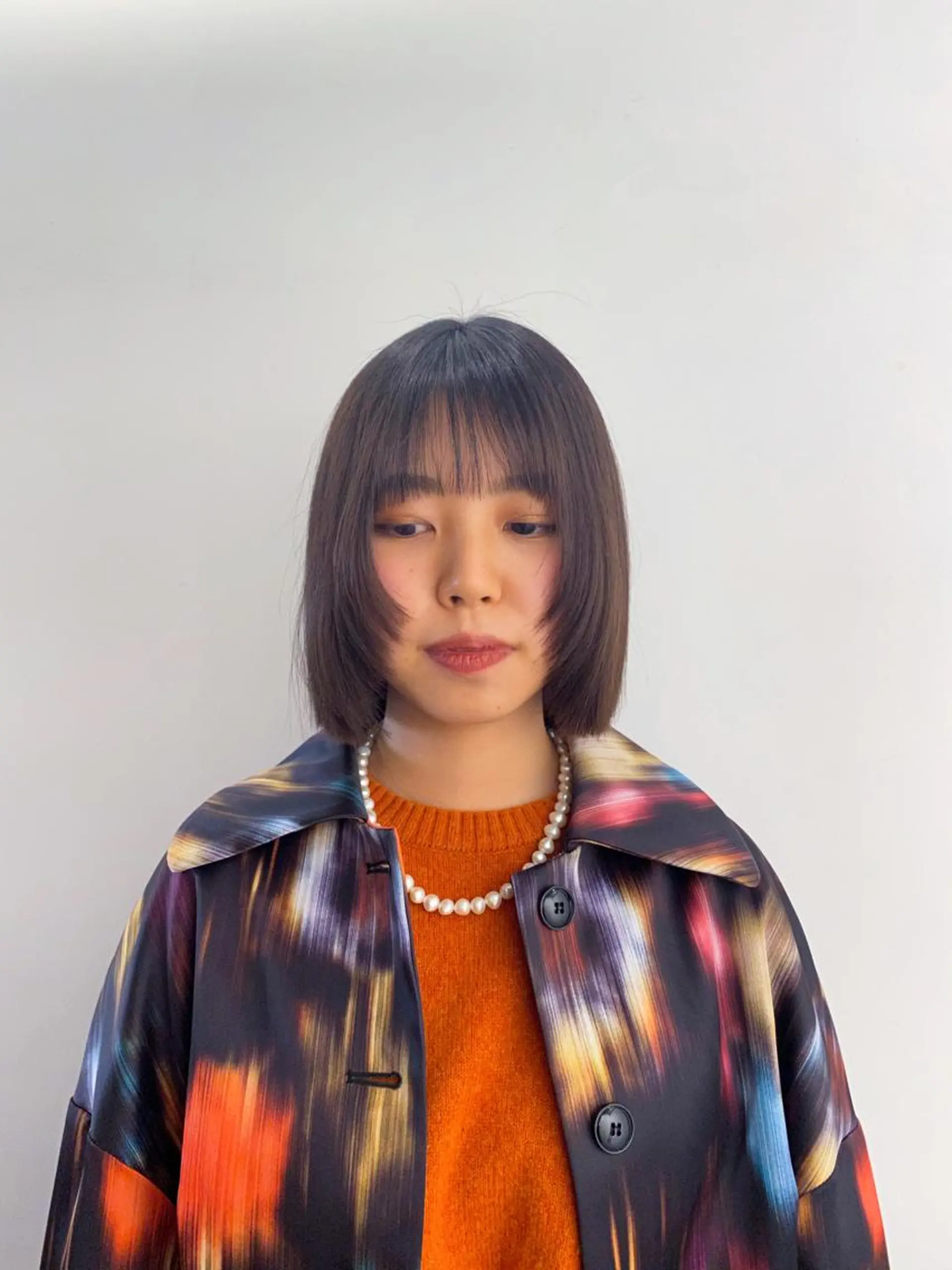 ミディアム カット トリートメント パーマ、髪質改善 菊地美月のヘアスタイル