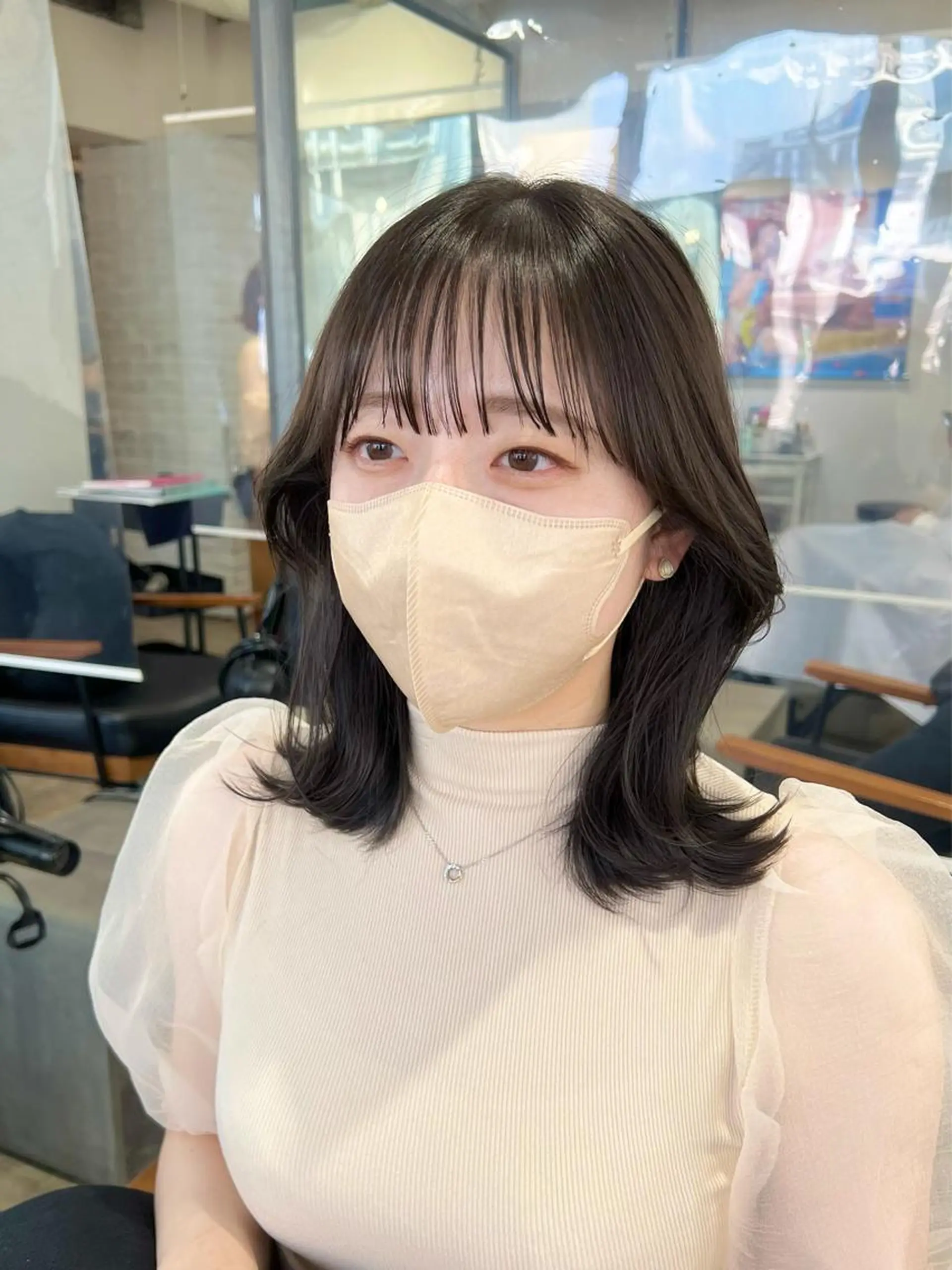 ミディアム カラー 透明感カラー くびれヘア 【韓国風くびれヘア】 joule小木曽輝のヘアスタイル