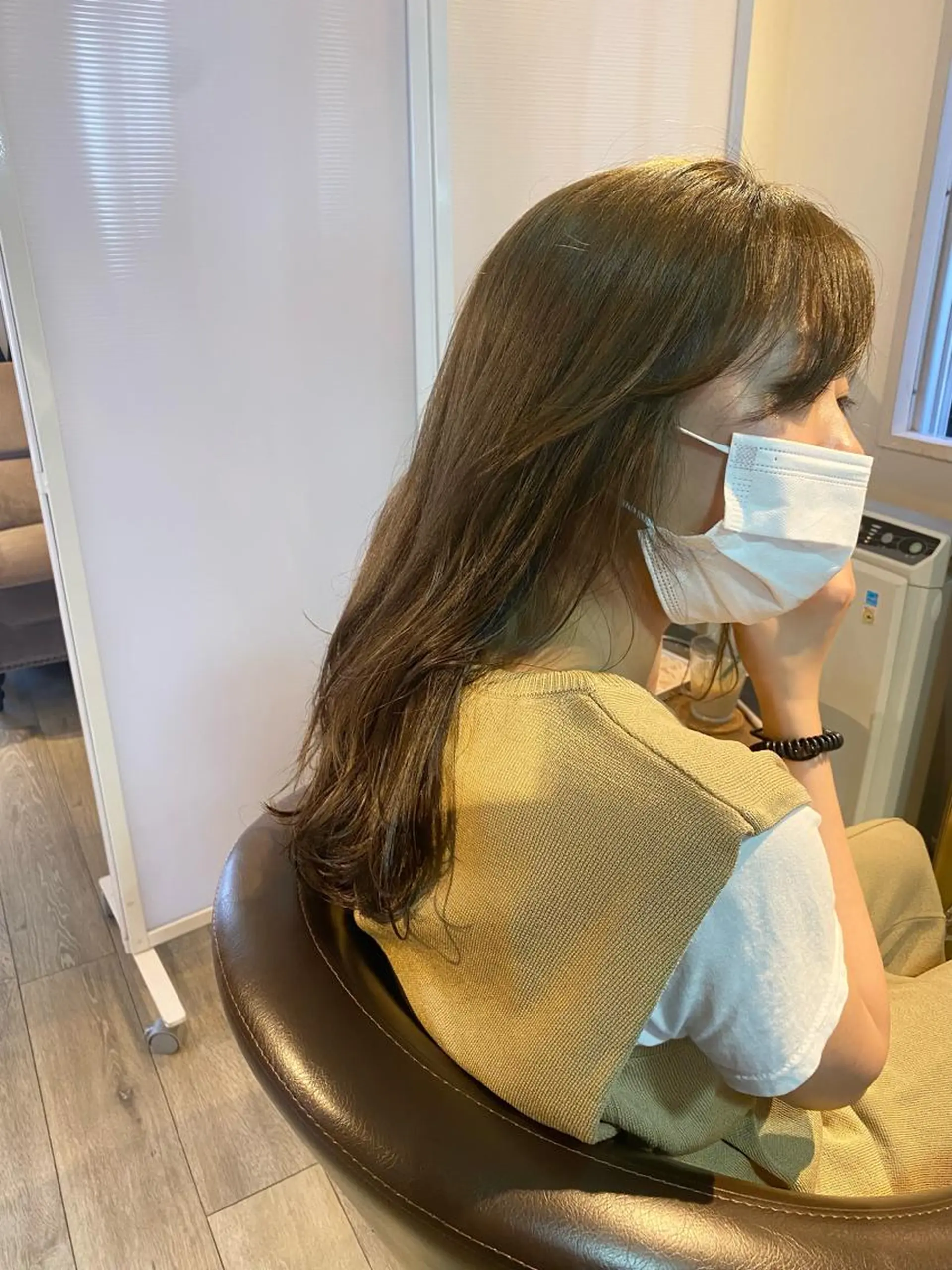 ロング カラー ヘアアレンジ アッシュ ベージュカラー 透明感カラー オレンジ maco / 難波美容室のヘアスタイル