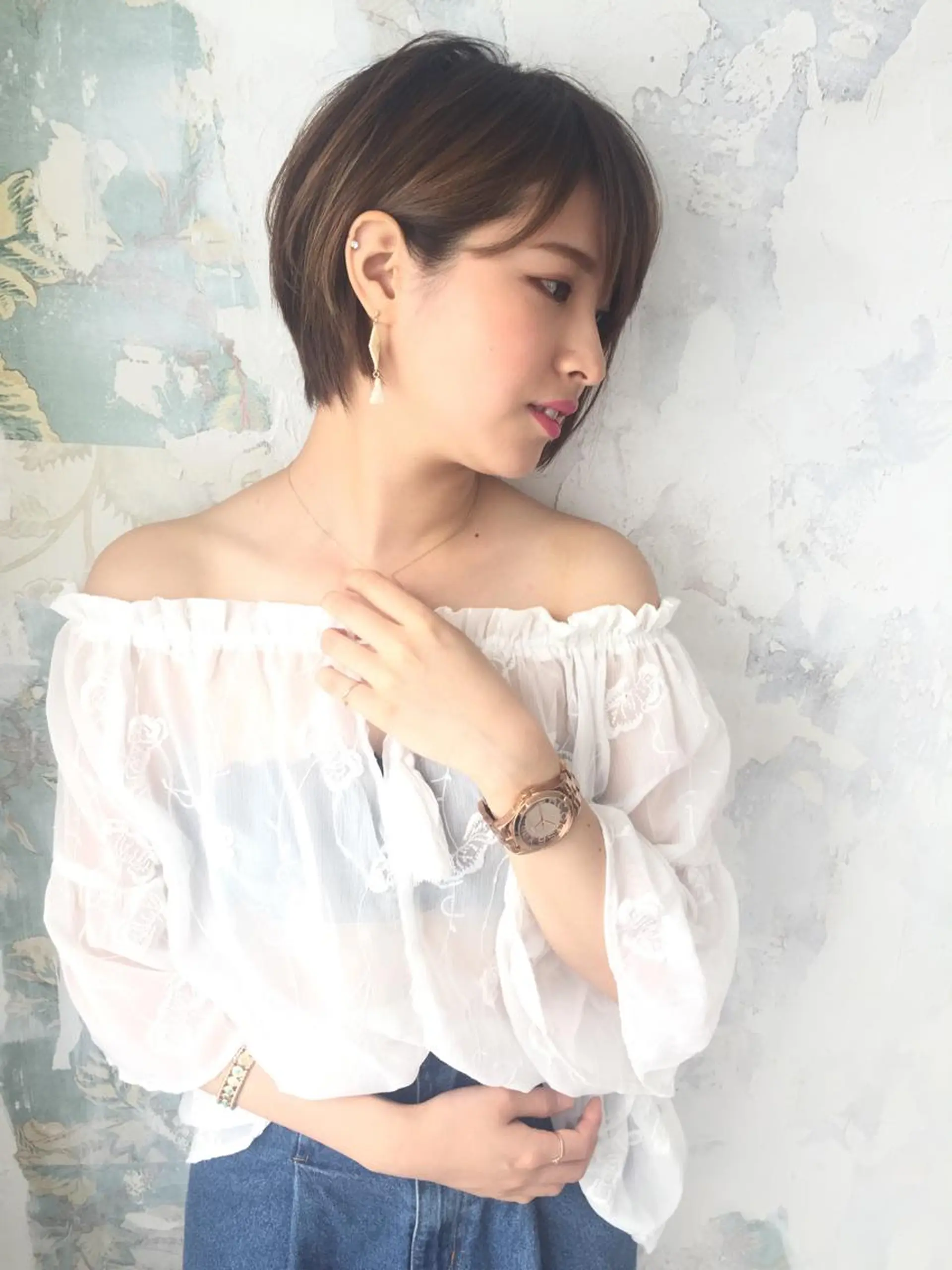 ショート カラー ハイライトカラー ハイライト ショートヘア 横浜🍒ルーツカラー エクステ／RIEのヘアスタイル