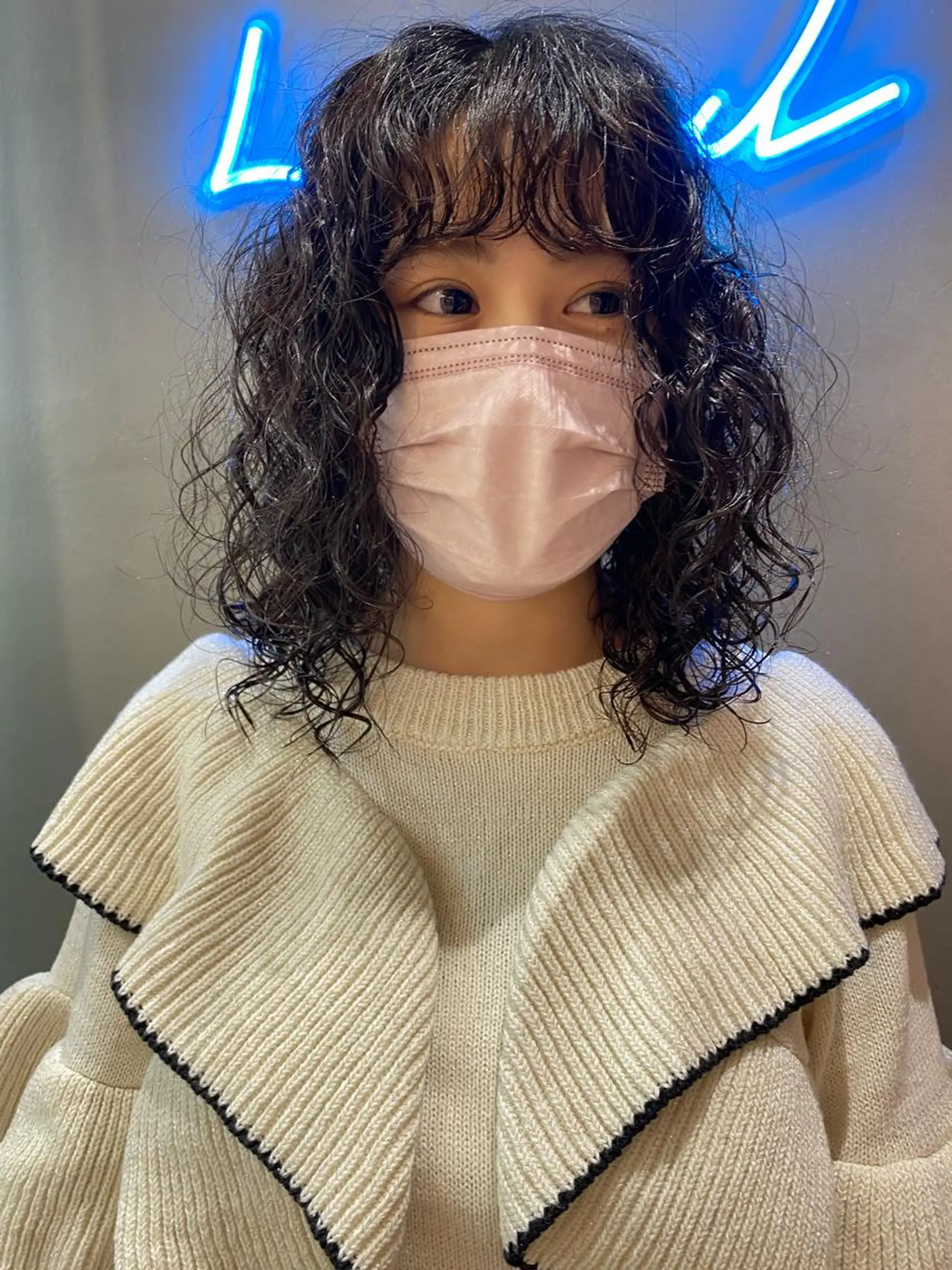 ミディアム パーマ ミディアムパーマ 顔周り/ブリーチなし /縮毛矯正🫧伊勢のヘアスタイル