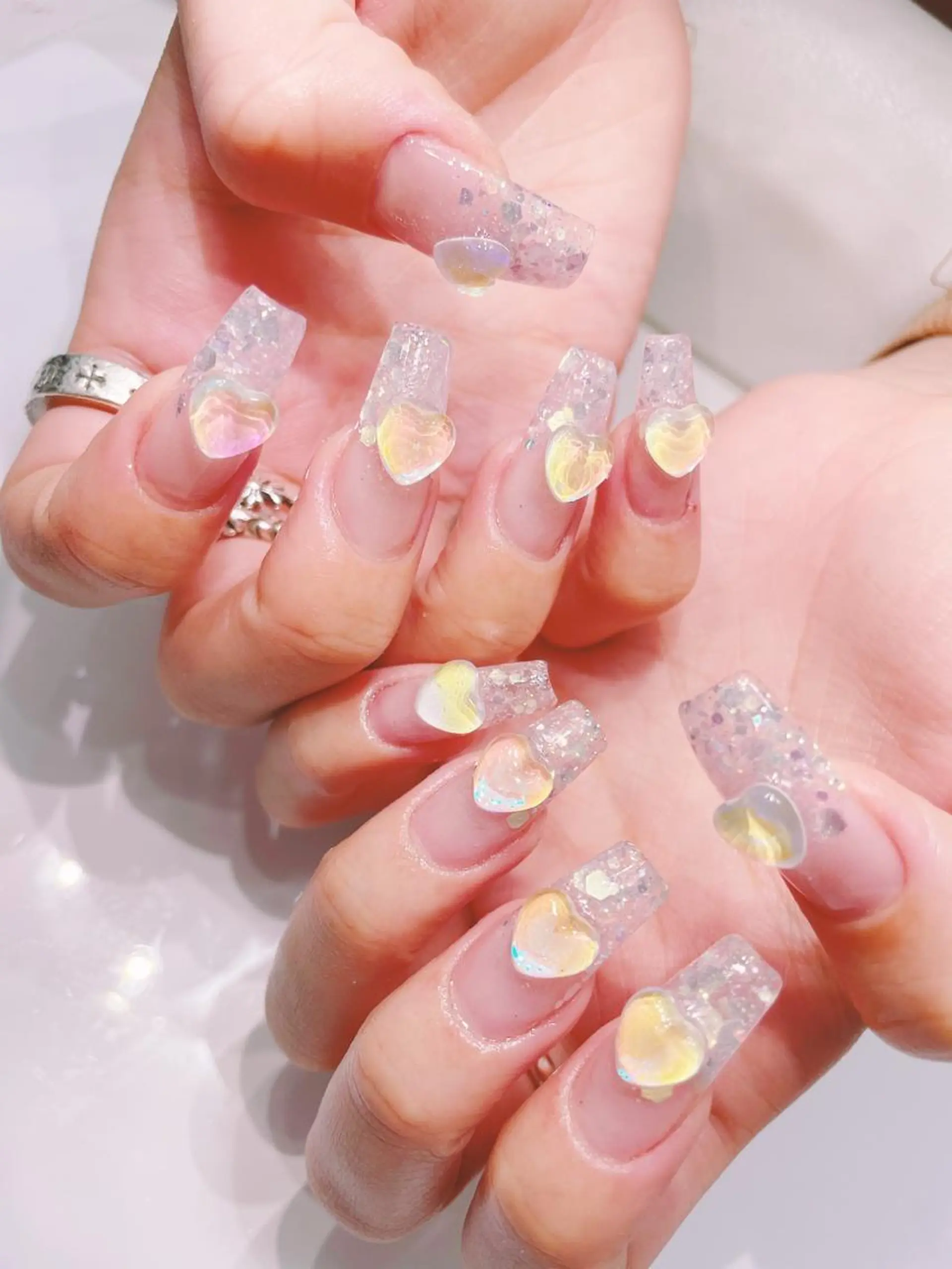 ネイル ジェルネイル ハート スカルプネイル シンプルネイル 冬ネイル ネイルサロンアウル ayaka💋のネイルデザイン