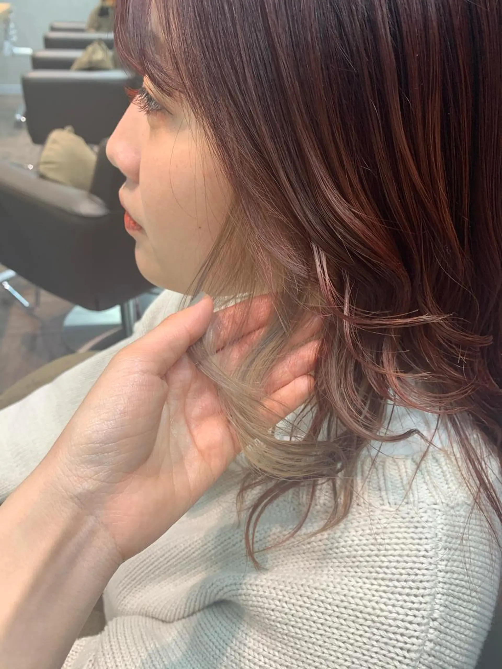 セミロング カラー ヘアアレンジ SALOWIN藤沢店所属・サナ🌱 切りっぱなしボブのヘアスタイル