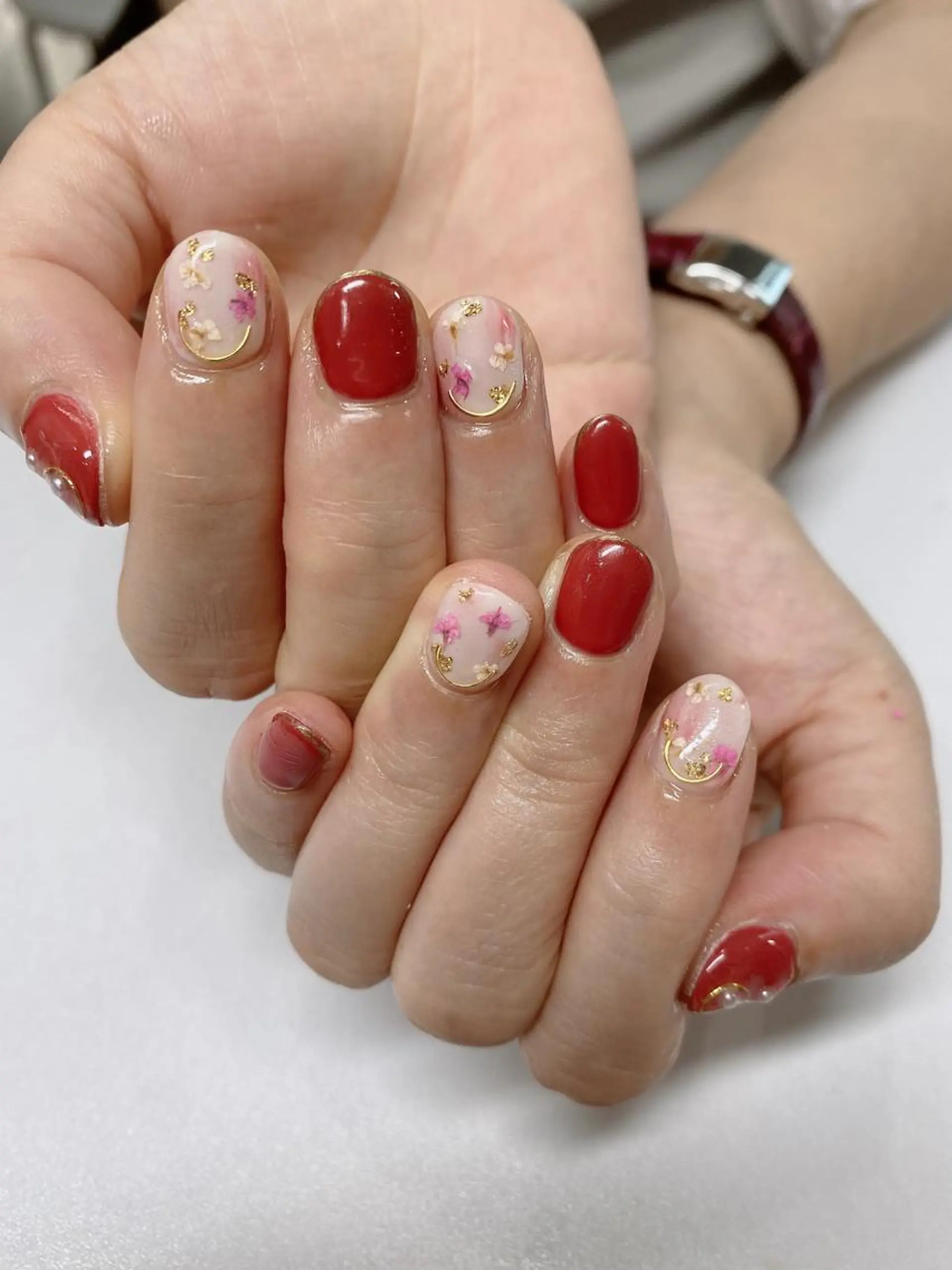 ネイル 赤色 ハンドネイル 錦糸町 mi_nailのネイルデザイン