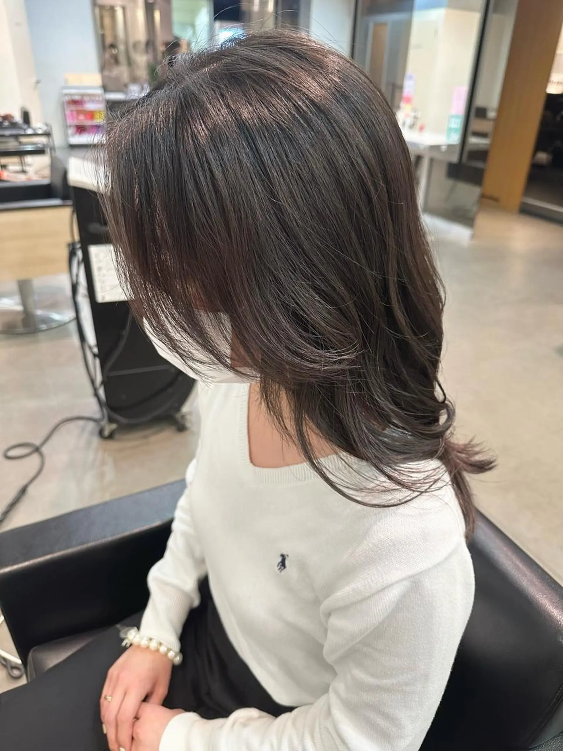 ミディアム カラー ショートボブ ミディアムパーマ ベージュカラー デザインカラー グレージュ カット ヘアカラー 店長/髪質改善/ ナチュラル/松若　優のヘアスタイル