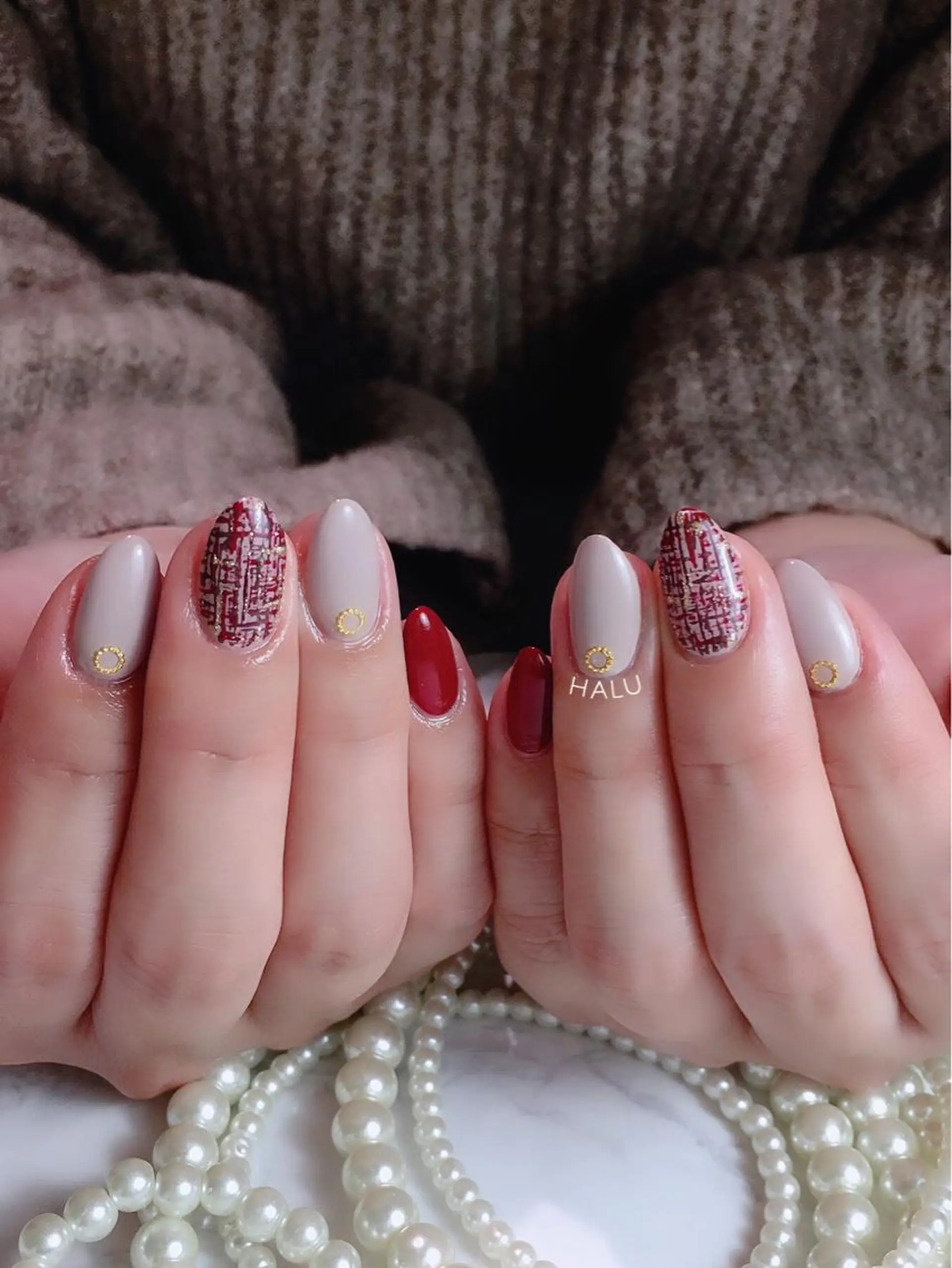 ネイル カジュアル ツイードネイル HALU ハルのネイルデザイン