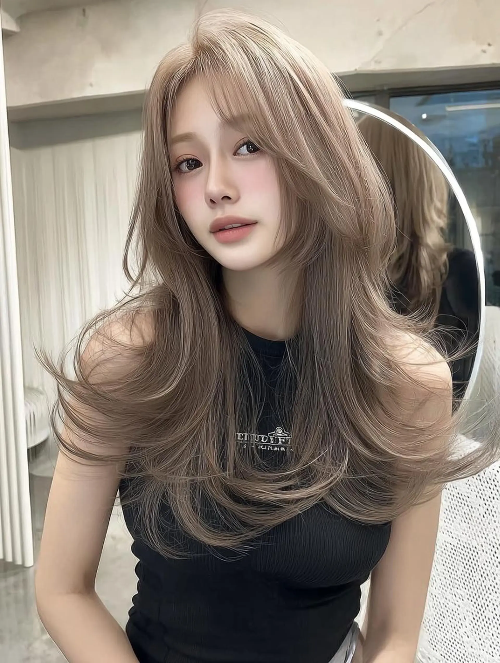 セミロング ボブ 髪質改善 韓国風ヘア レイヤーカット 縮毛矯正 カット ヘアカラー トリートメント 橋本 眞穂のヘアスタイル