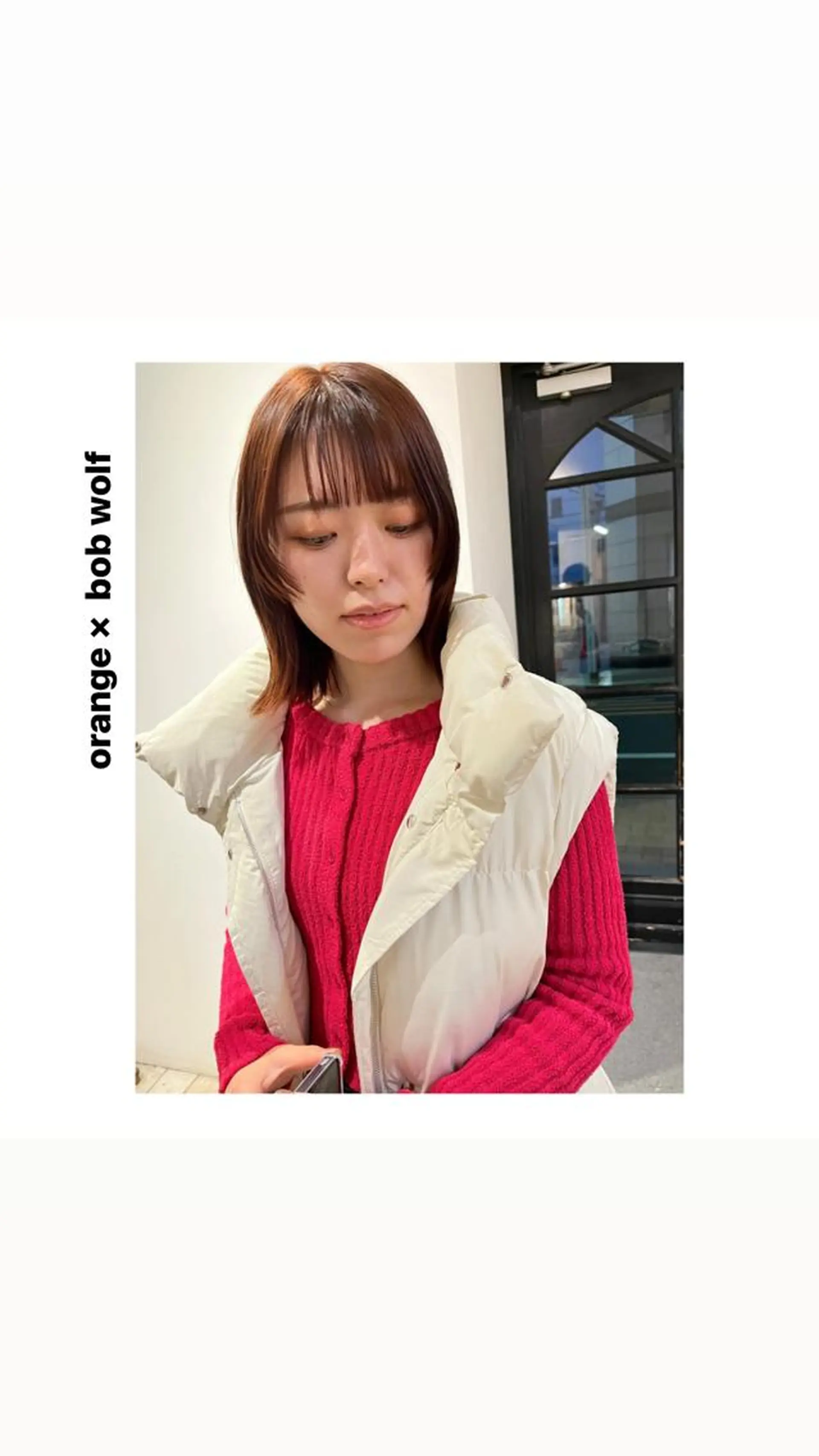 ミディアム パーマ ヘアアレンジ メンズ キッズ ネイル マツエク・マツパ アイブロウ メンズウルフカット カラーマツエク ボブ ウルフカット オレンジ カット ヘアカラー トリートメント hiro【沿線で叶う 似合わせhair】のヘアスタイル