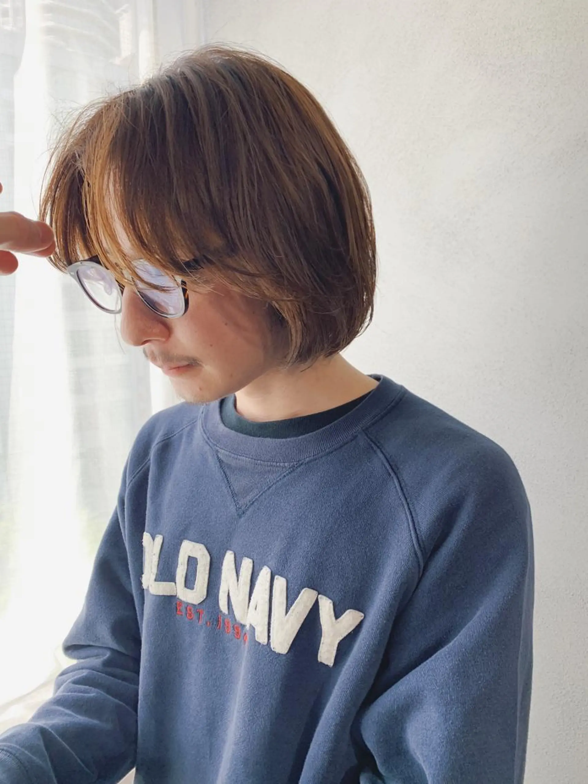 ミディアム カラー パーマ メンズ ボブパーマコテ巻き風 パーマNo1深江秀平のヘアスタイル