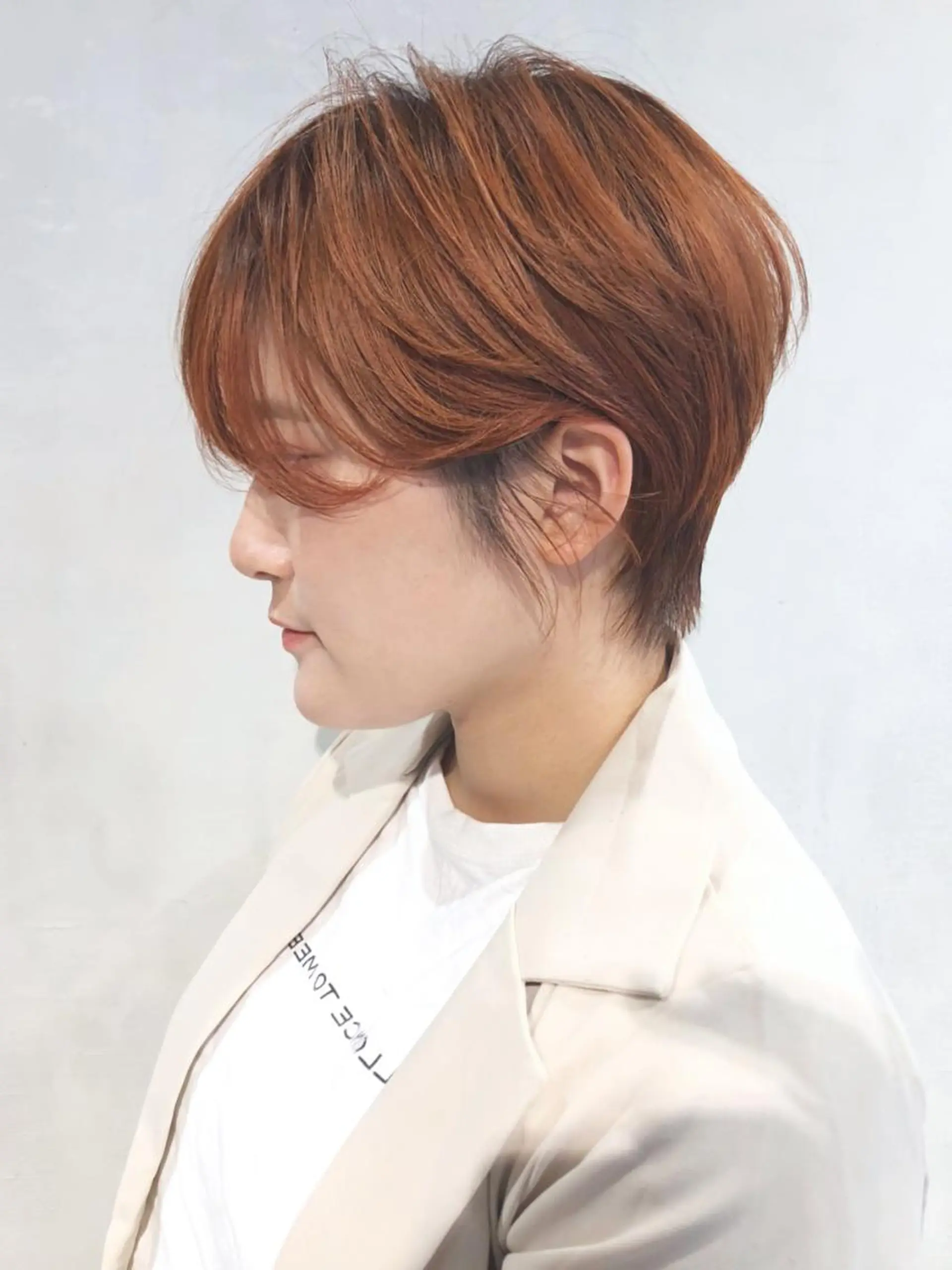 ショート カラー パーマ ヘアアレンジ ブラウンカラー オレンジ オレンジブラウン ボブ ITbyALBUM 中野店のヘアスタイル