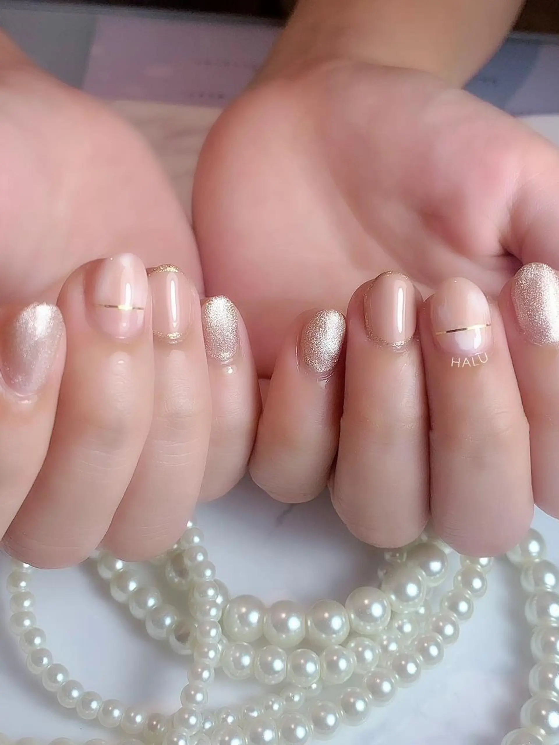 ネイル ゴールド オフィスネイル HALU ハルのネイルデザイン