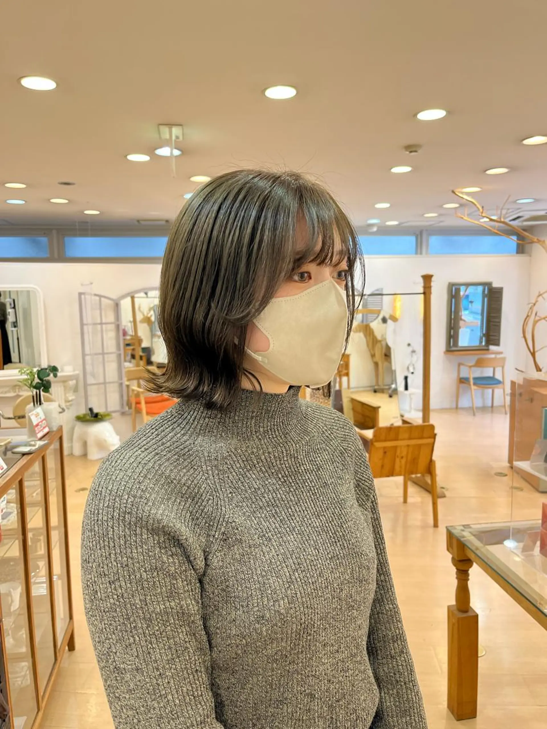 ミディアム カラー ベージュカラー ブリーチ 透明感カラー ブリーチなしカラー オリーブベージュ 💠つたふうか/ 韓国/メンズヘア💠のヘアスタイル