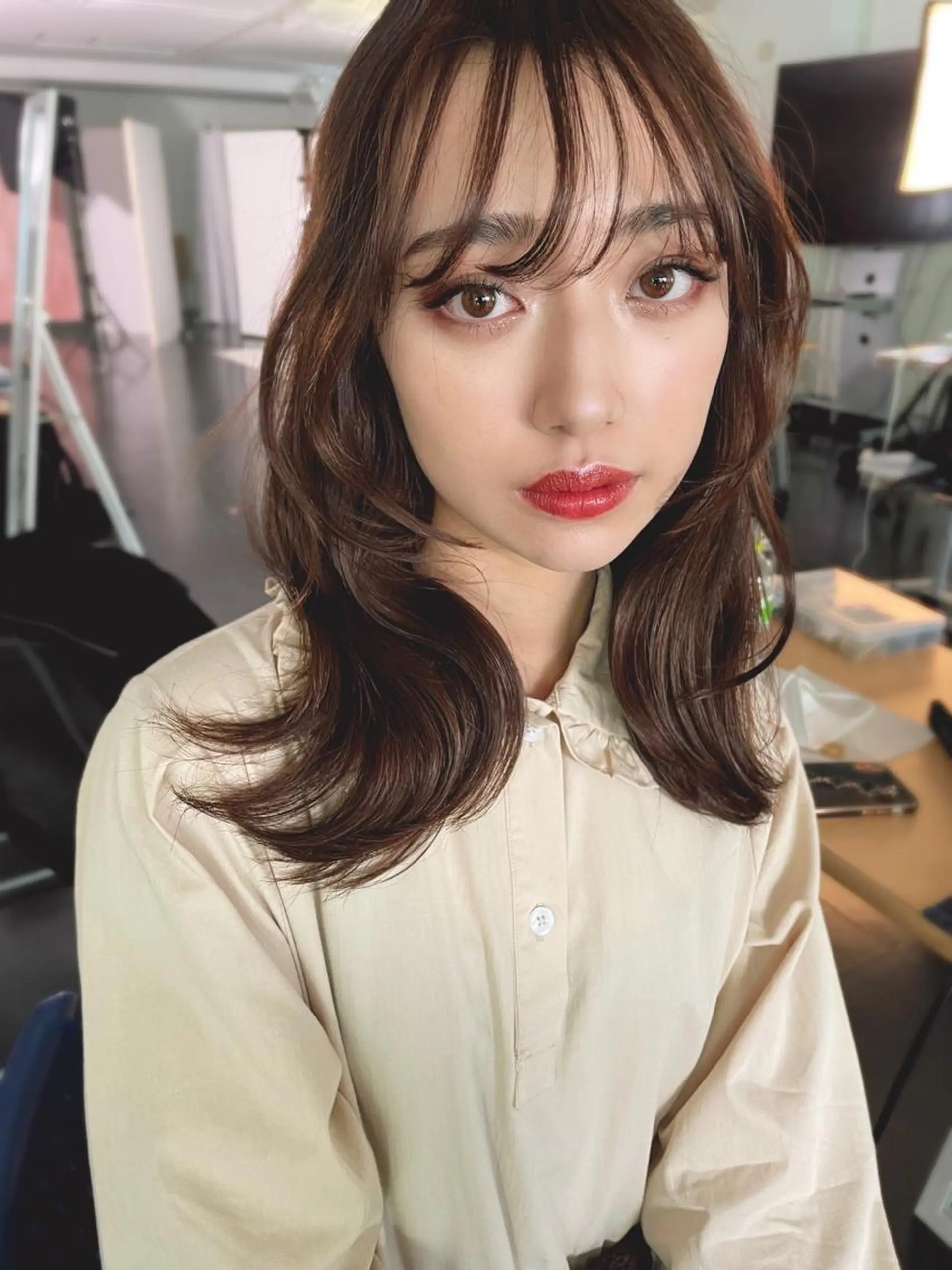 ミディアム 韓国風ヘア レイヤーカット カット MAEDA 西金沢美容室のヘアスタイル