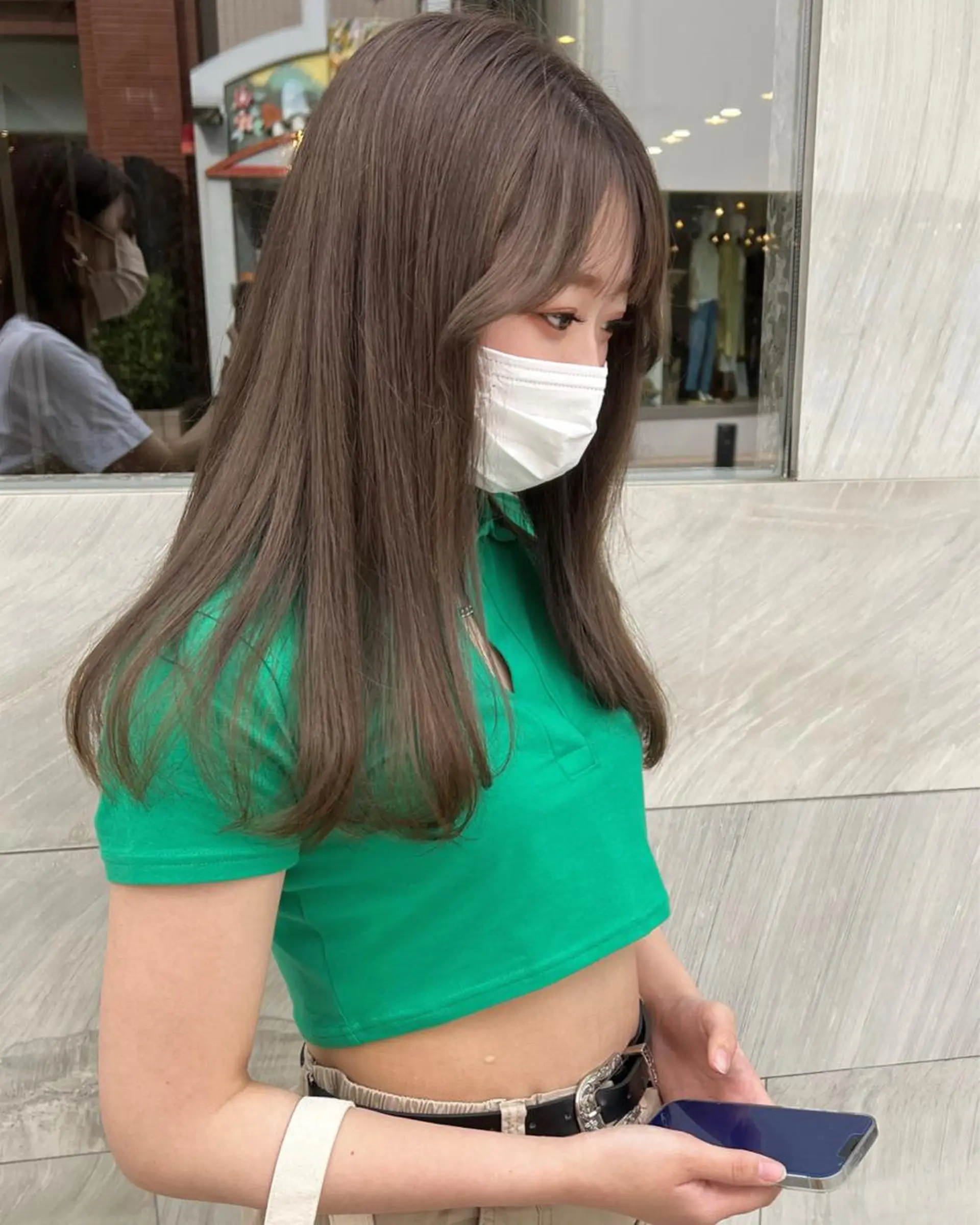 カラー グレージュ ミルクティーグレージュ sato harunaのヘアスタイル