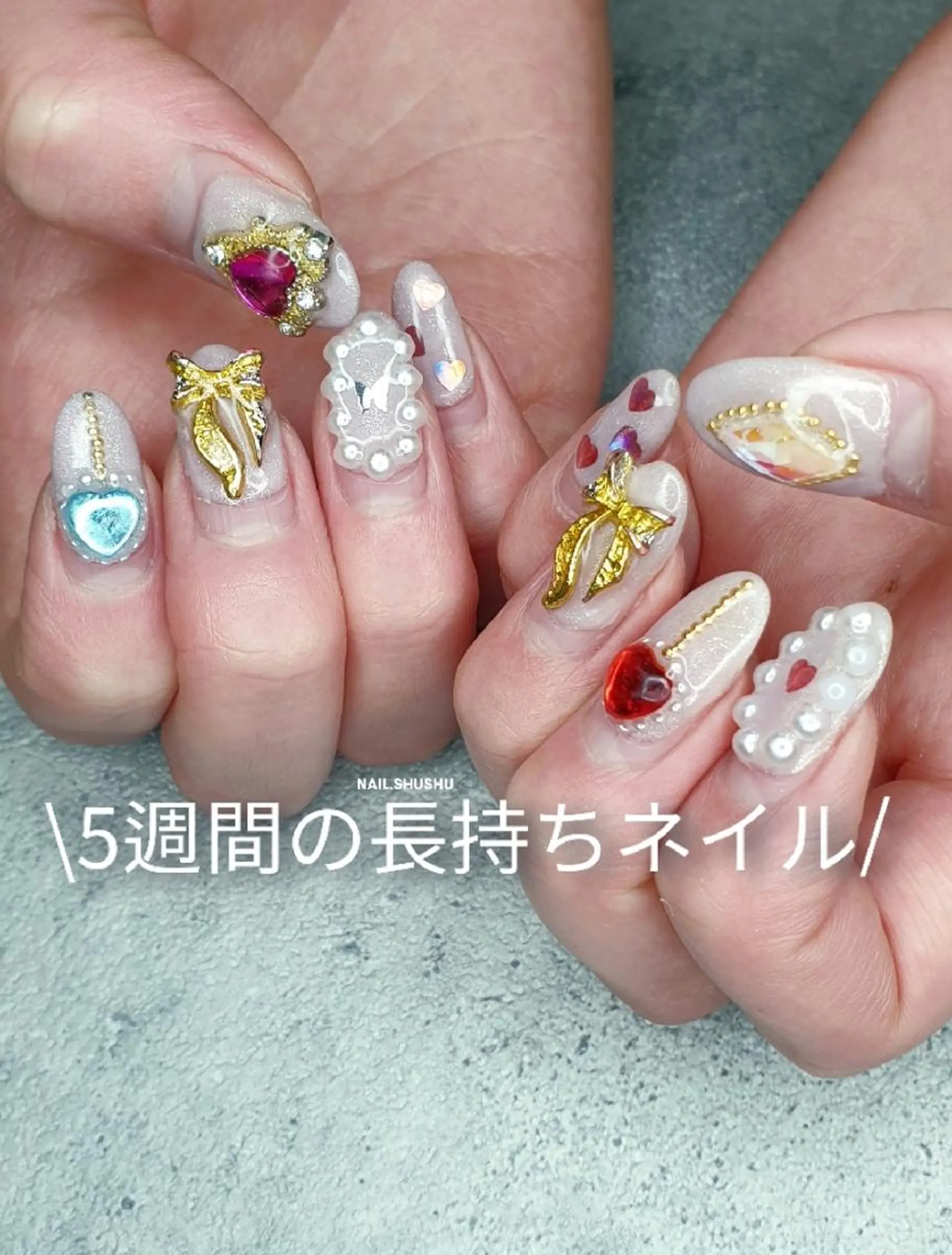 ネイル アートネイル 韓国ネイル 持ち込み ニュアンスネイル シンプルネイル 3dパーツ/流行り 👧shushu❤️のネイルデザイン