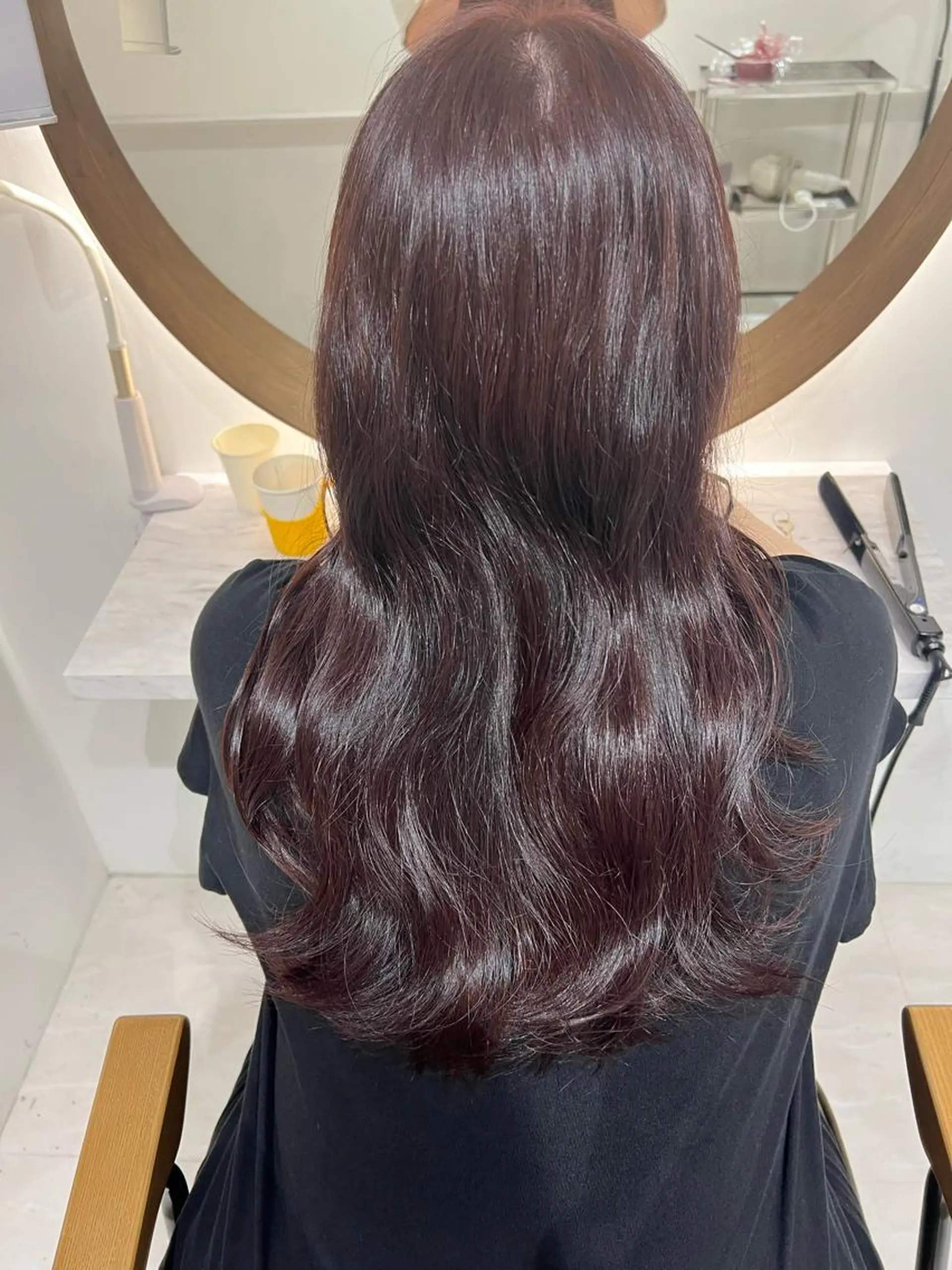 セミロング カラー ブリーチ ブラウンカラー ブリーチなしカラー ピンクカラー ピンクブラウン ヘアカラー 瀬戸 杏珠のヘアスタイル