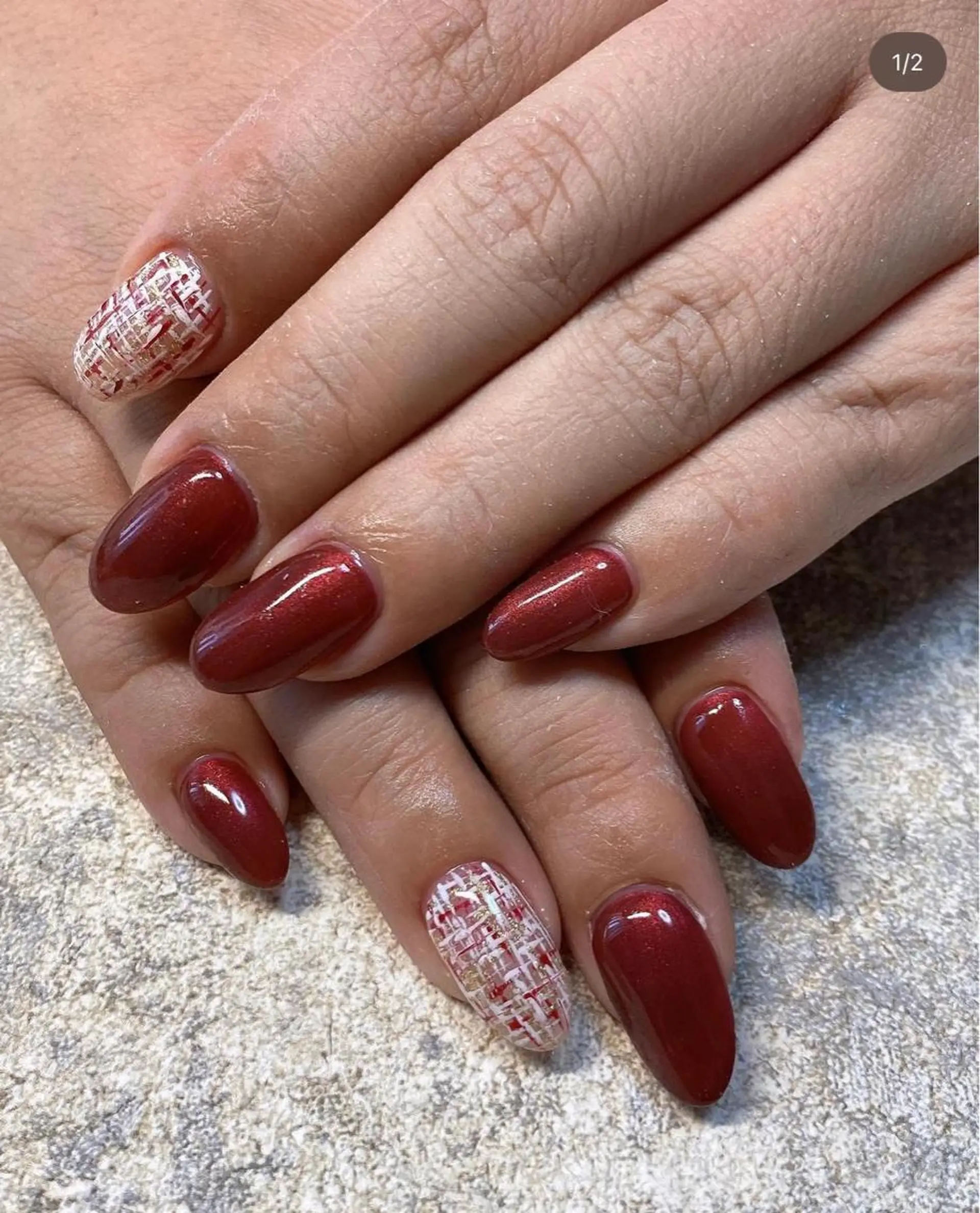 ネイル ジェルネイル パラジェル ツイードネイル coco nailのネイルデザイン