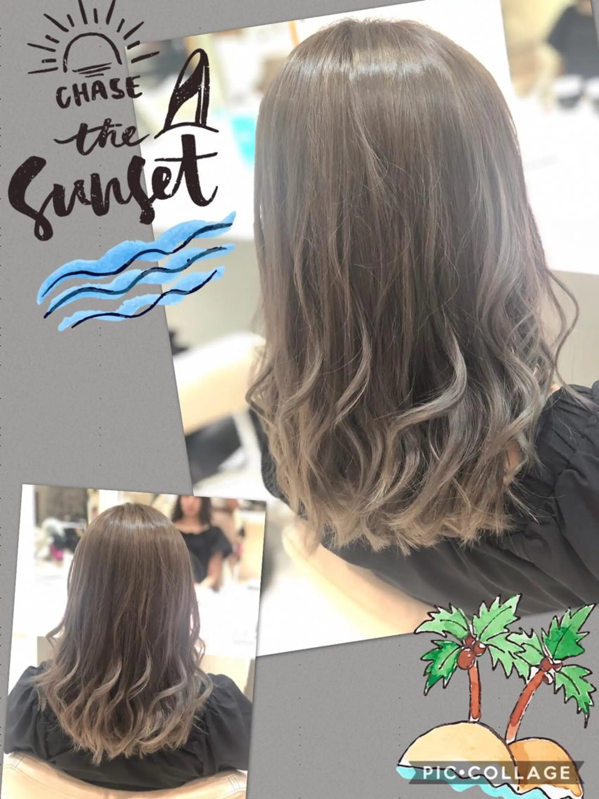 ロング カラー ブリーチ 透明感カラー グレージュ トリートメント カット ヘアカラー ヘアセット 永島 桜のヘアスタイル