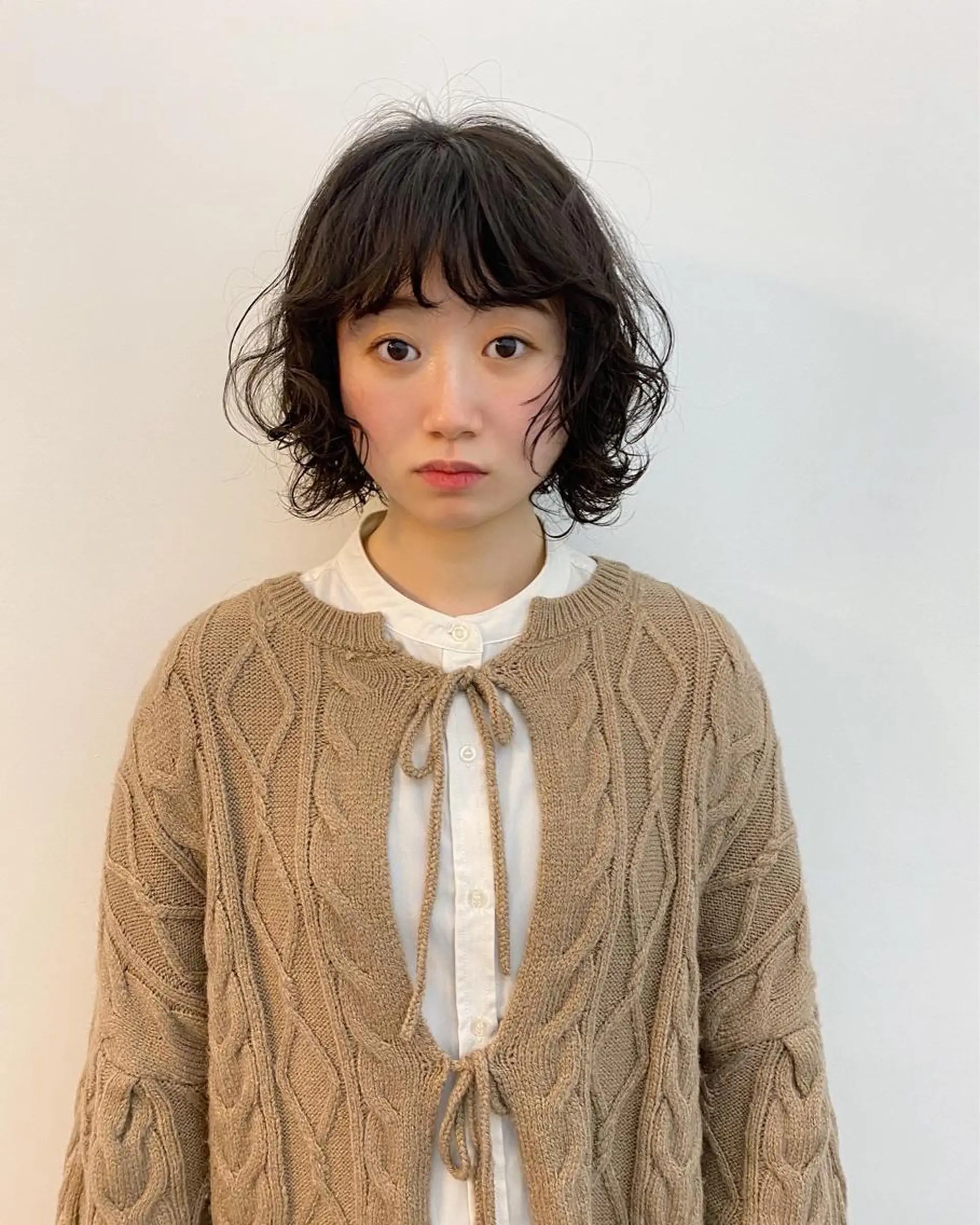 ミディアム パーマ ミディアムパーマ ボブ 大石 沙季のヘアスタイル