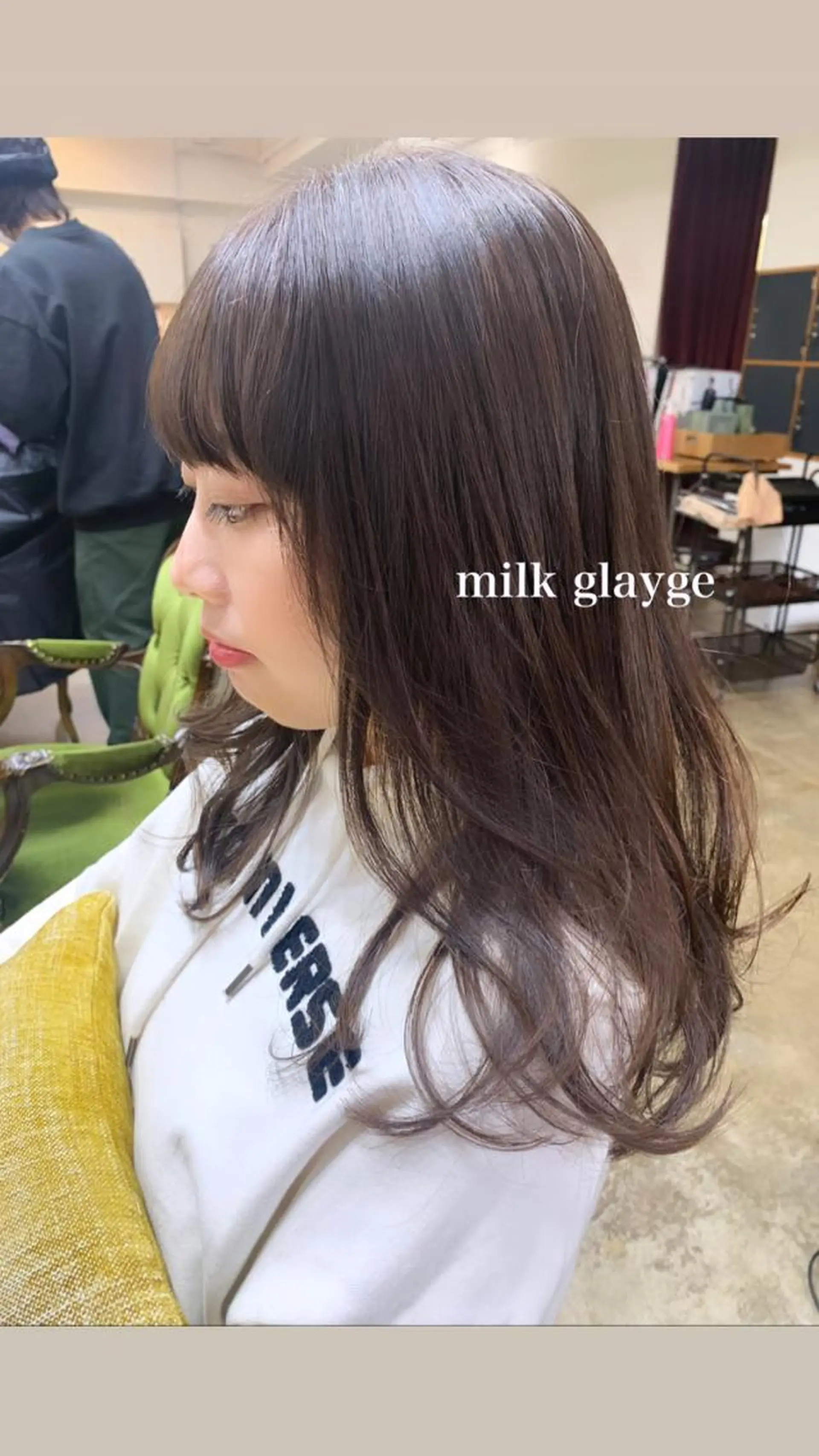 ミディアム カラー ブリーチ グレージュ ブリーチなしカラー HARUKA ♡モデル募集中♡のヘアスタイル