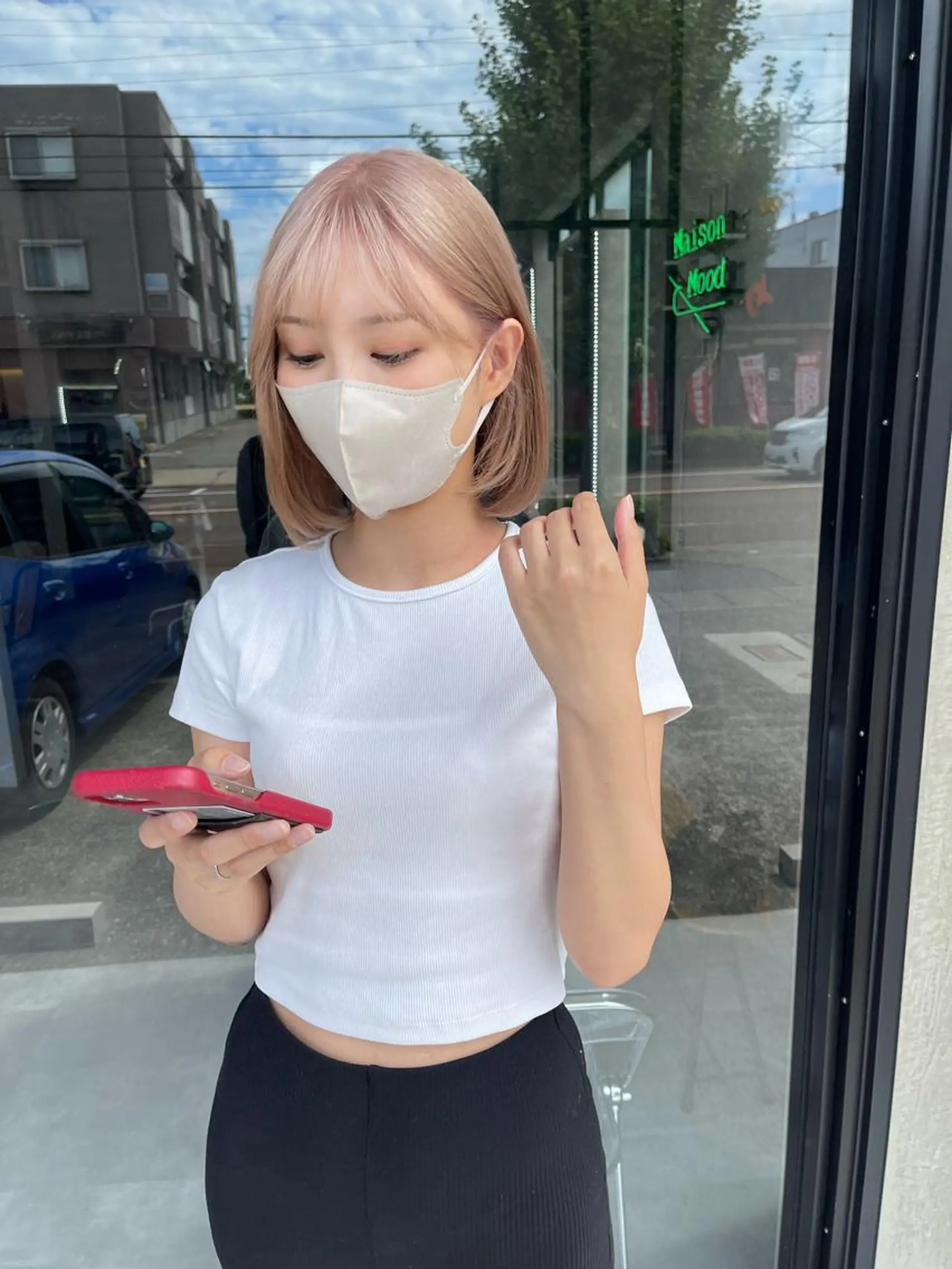 ミディアム カラー カット ヘアカラー トリートメント 一ノ瀬 暁のヘアスタイル