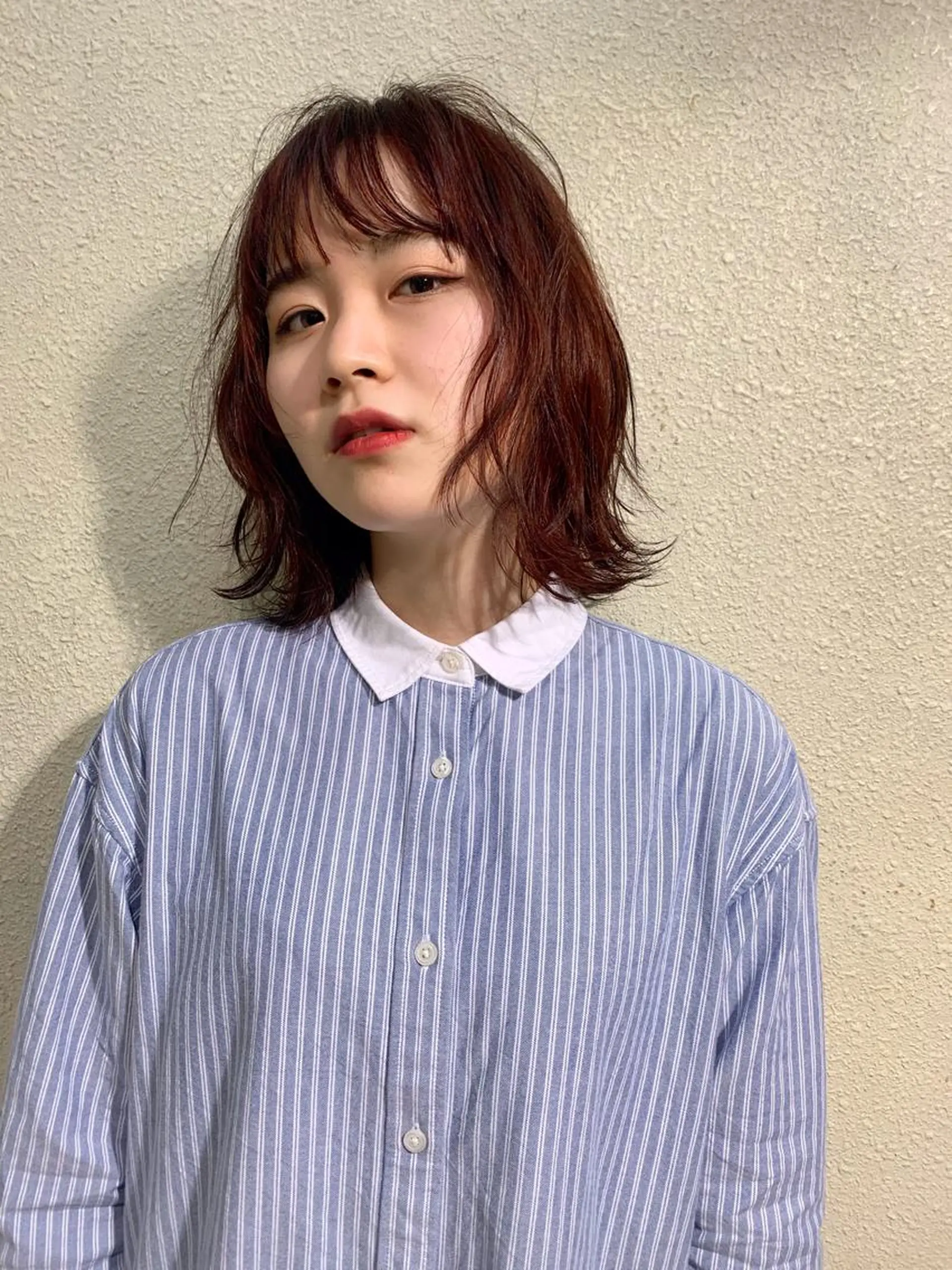 ミディアム ボブ レイヤーカット ウルフカット ウルフレイヤー カット ヘアカラー ヨナイ チヒロのヘアスタイル