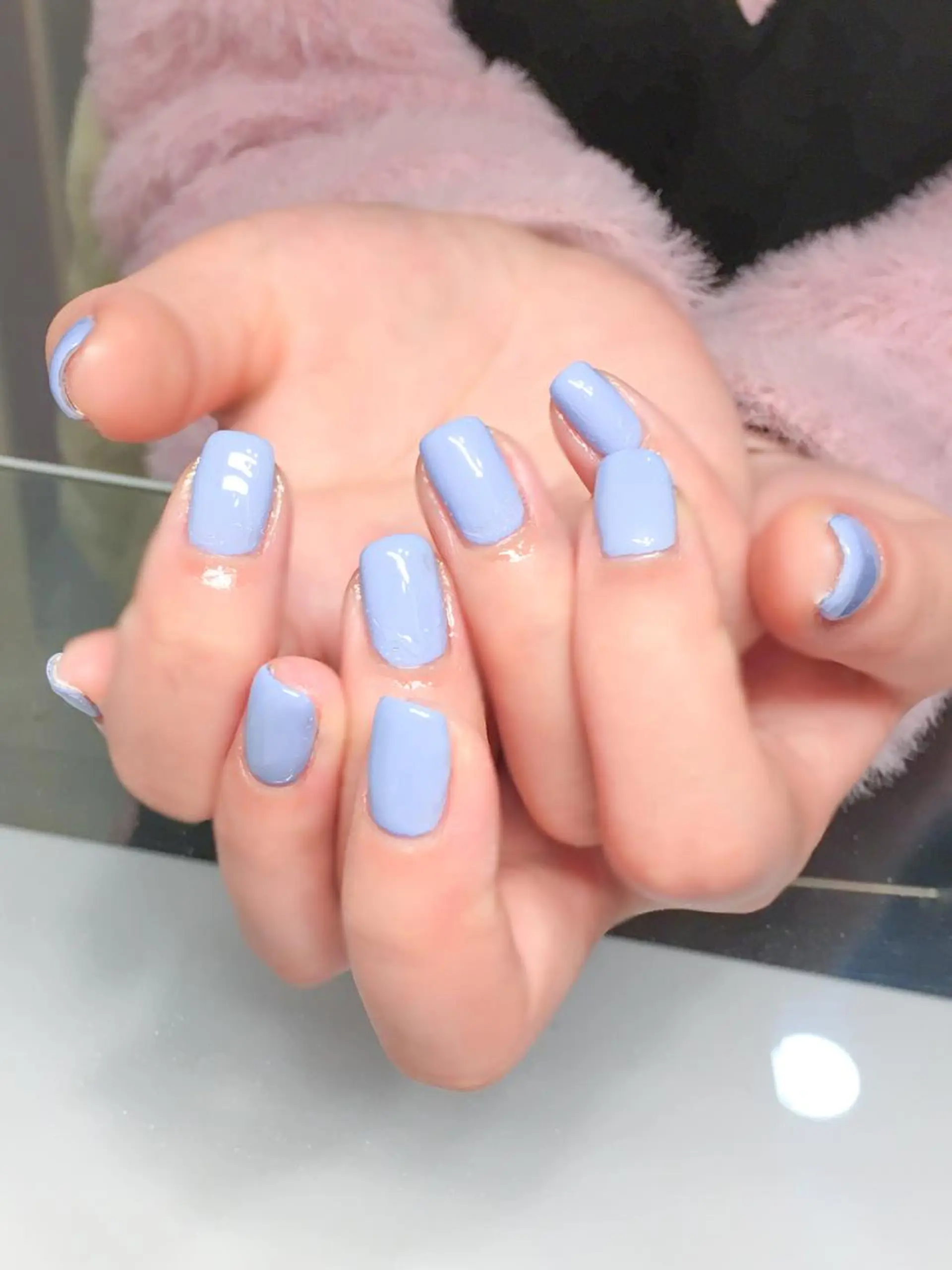 ネイル ブルー ジェルネイル ワンカラーネイル シンプルネイル 冬ネイル Nyanco Nailのネイルデザイン
