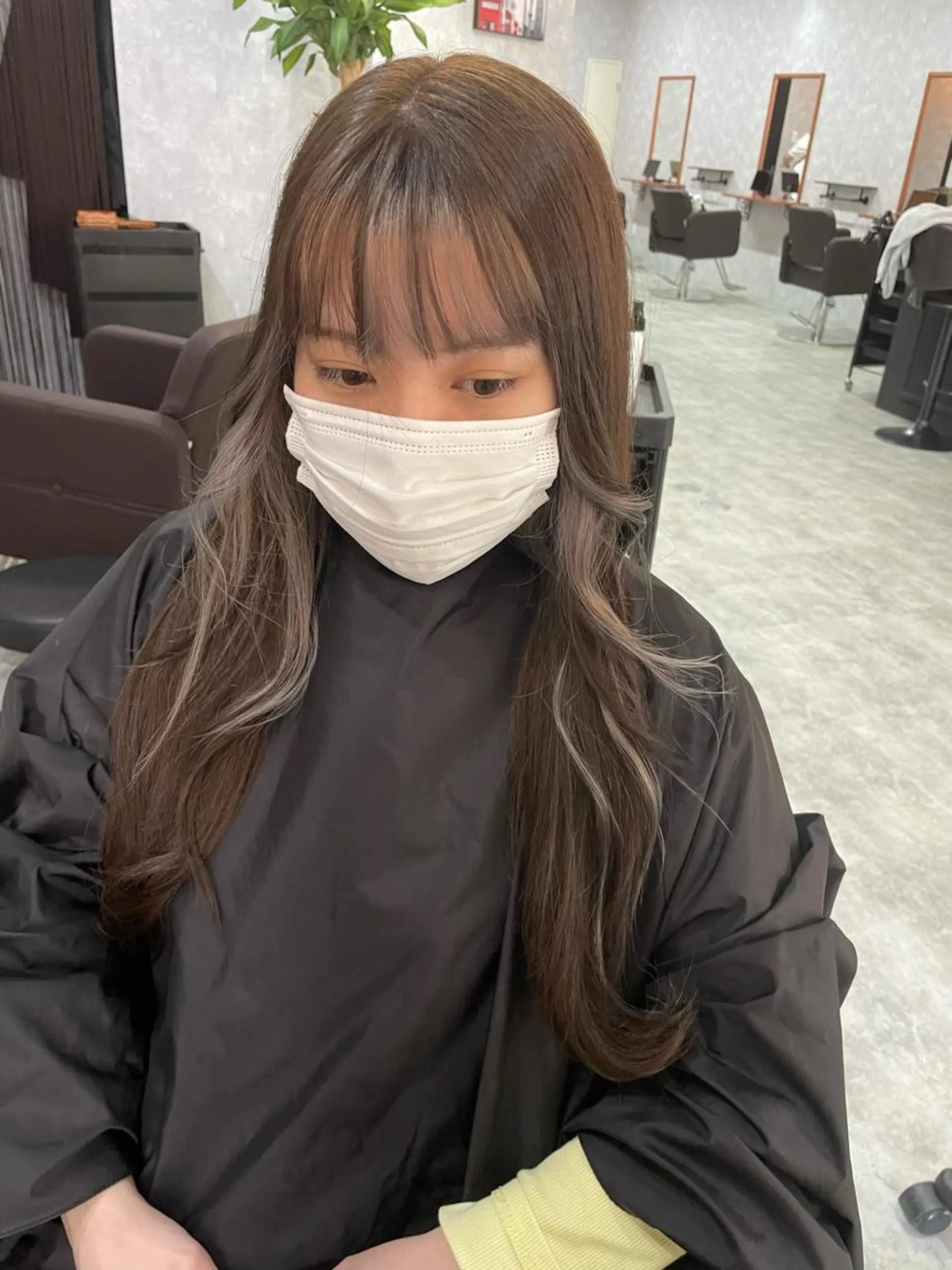 ロング アッシュ 韓国風カラー ボブ ハイライト 韓国風ヘア andKおもろまち店 艶ダブルカラー✨のヘアスタイル