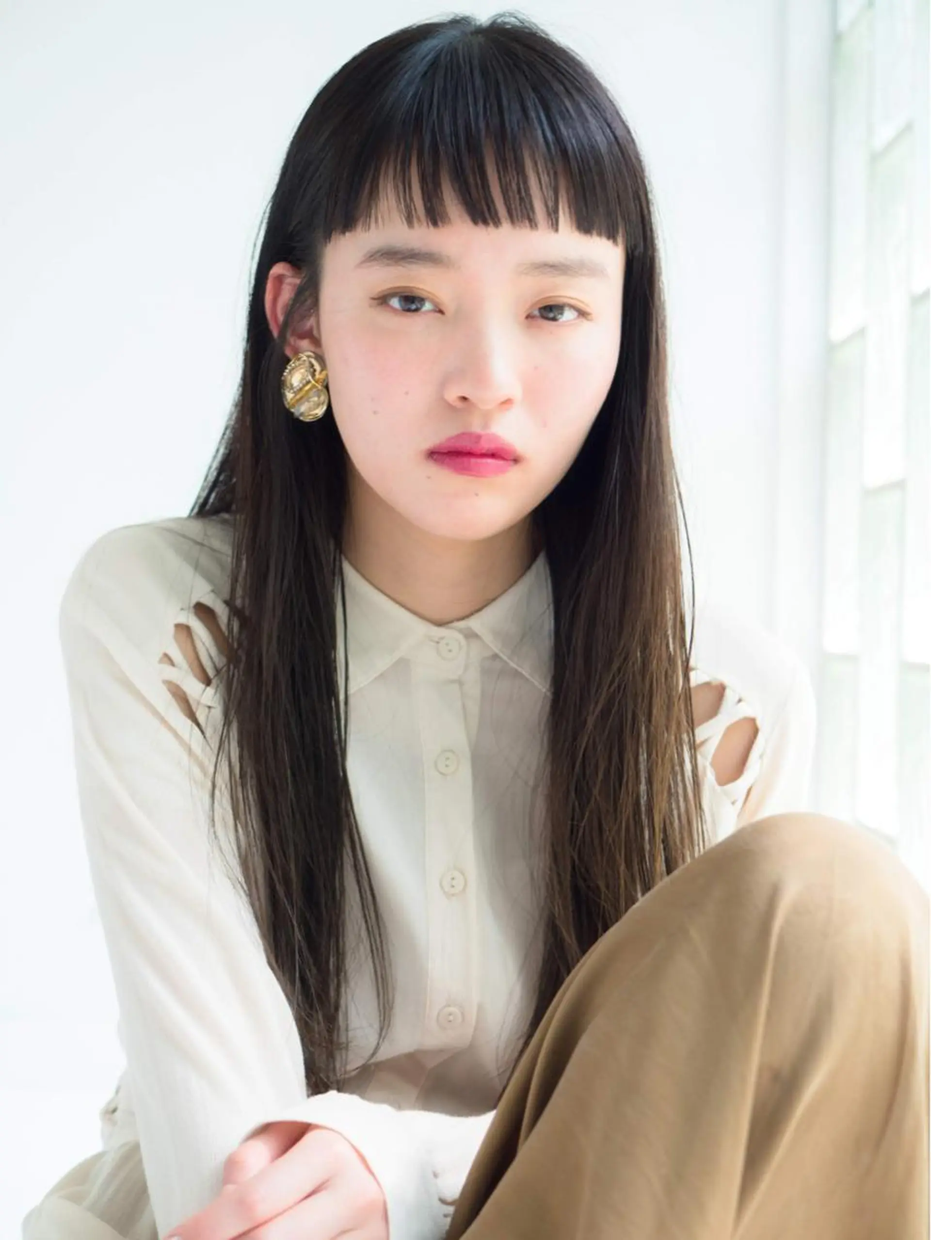 ロング カット 縮毛矯正 トリートメント 水口 英里のヘアスタイル